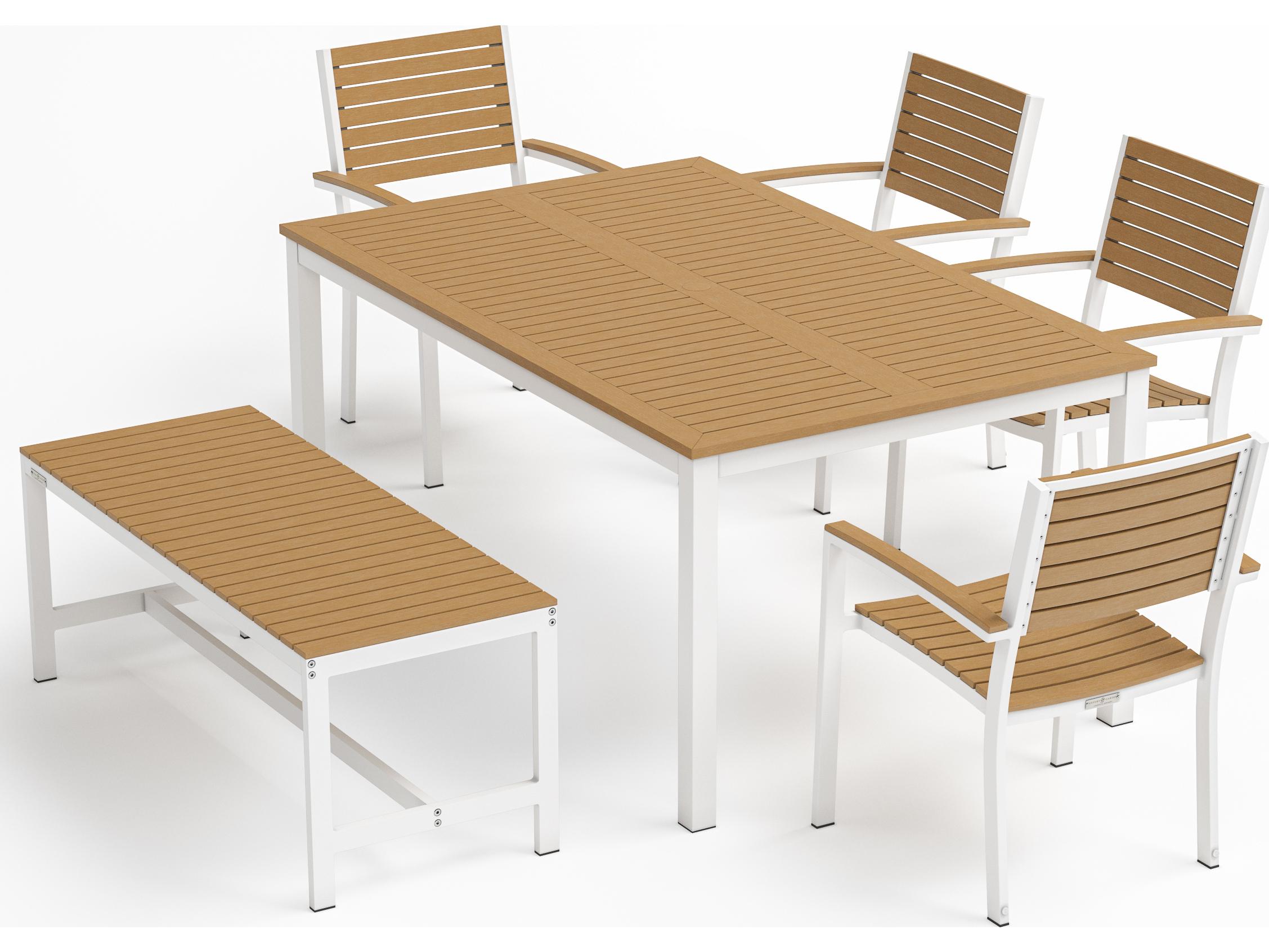 Oxford Garden Travira Aluminum Flint 6 Piece Outdoor Patio Dining Set