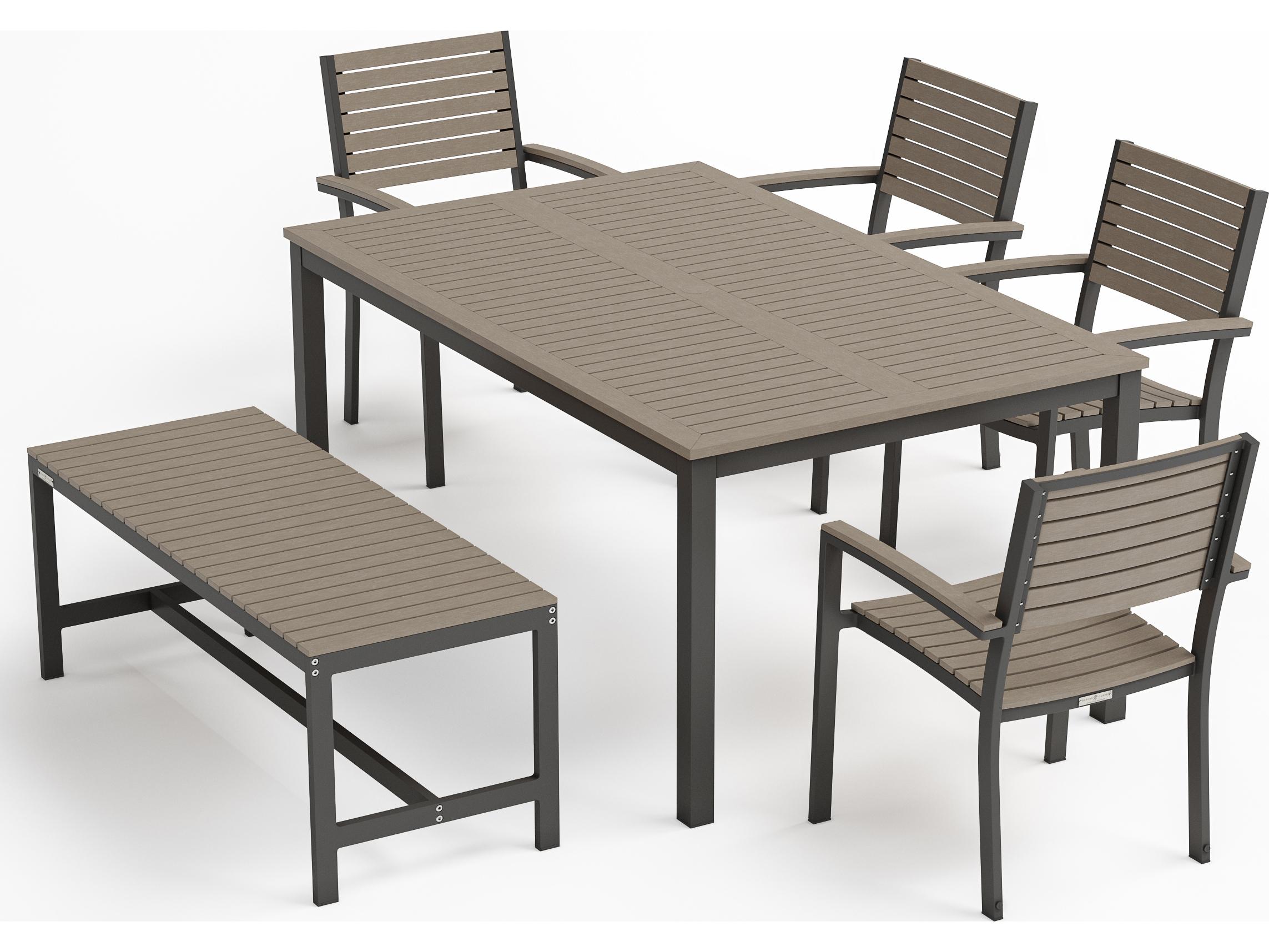 Oxford Garden Travira Aluminum Flint 6 Piece Patio Dining Set