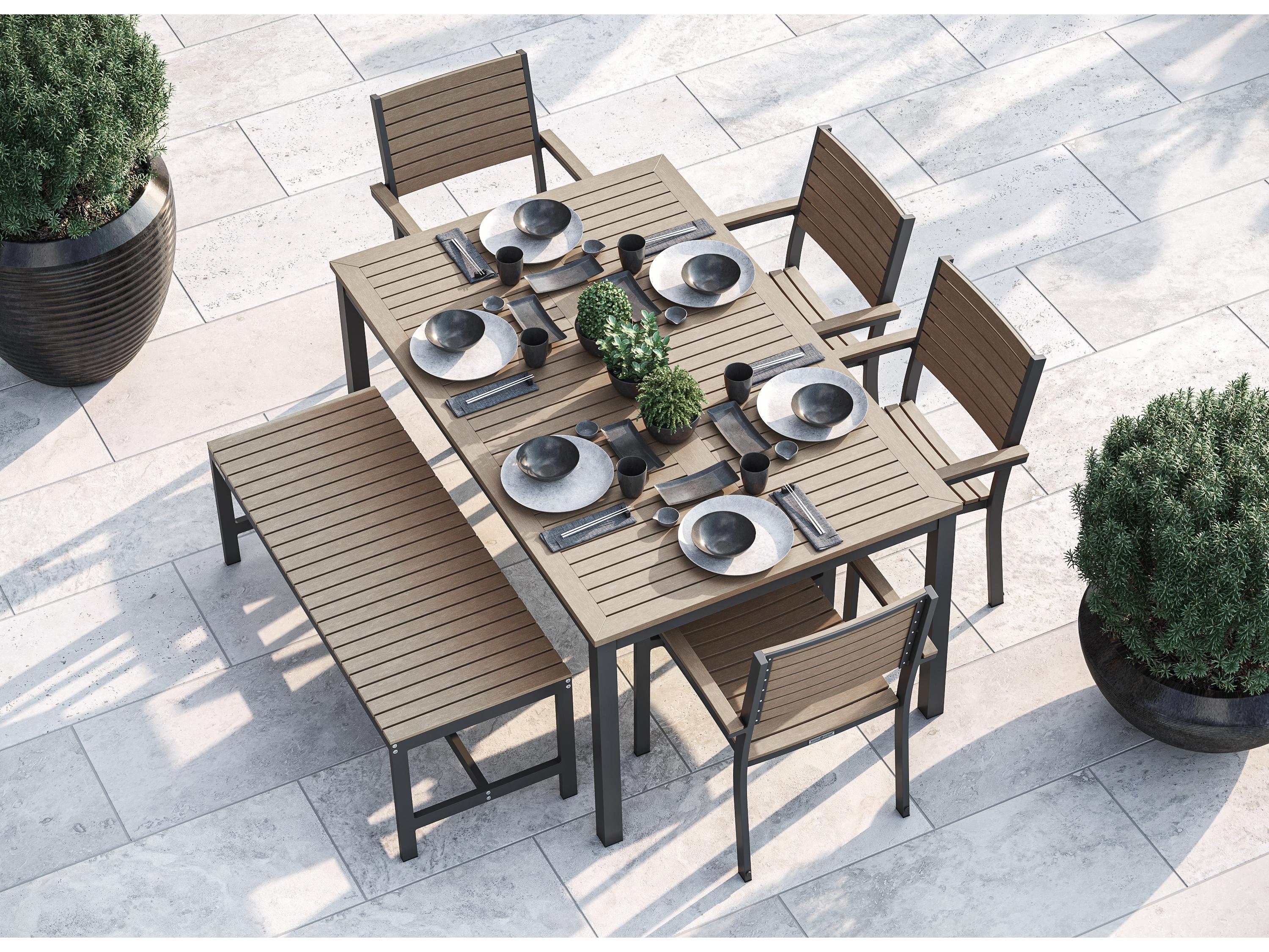 Oxford Garden Travira Aluminum Flint 6 Piece Patio Dining Set