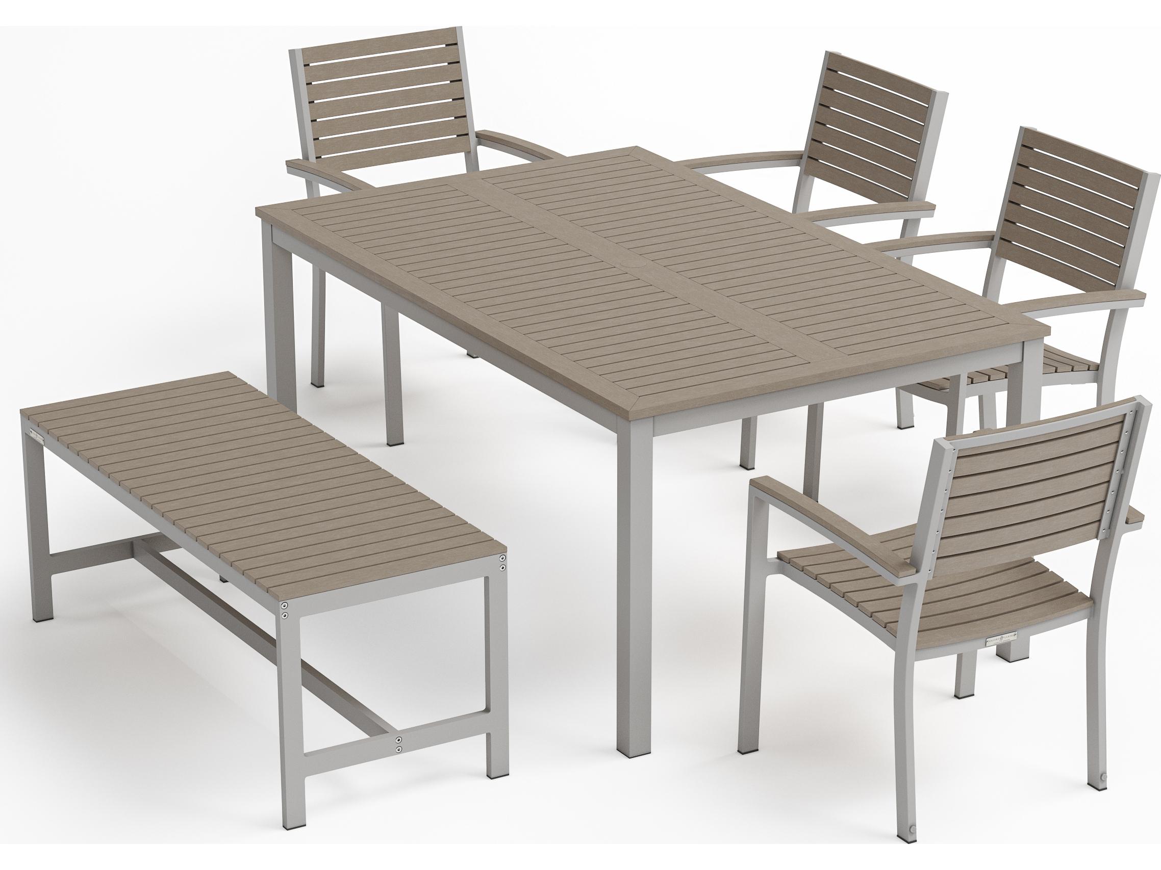 Oxford Garden Travira Aluminum Flint 6 Piece Outdoor Dining Set