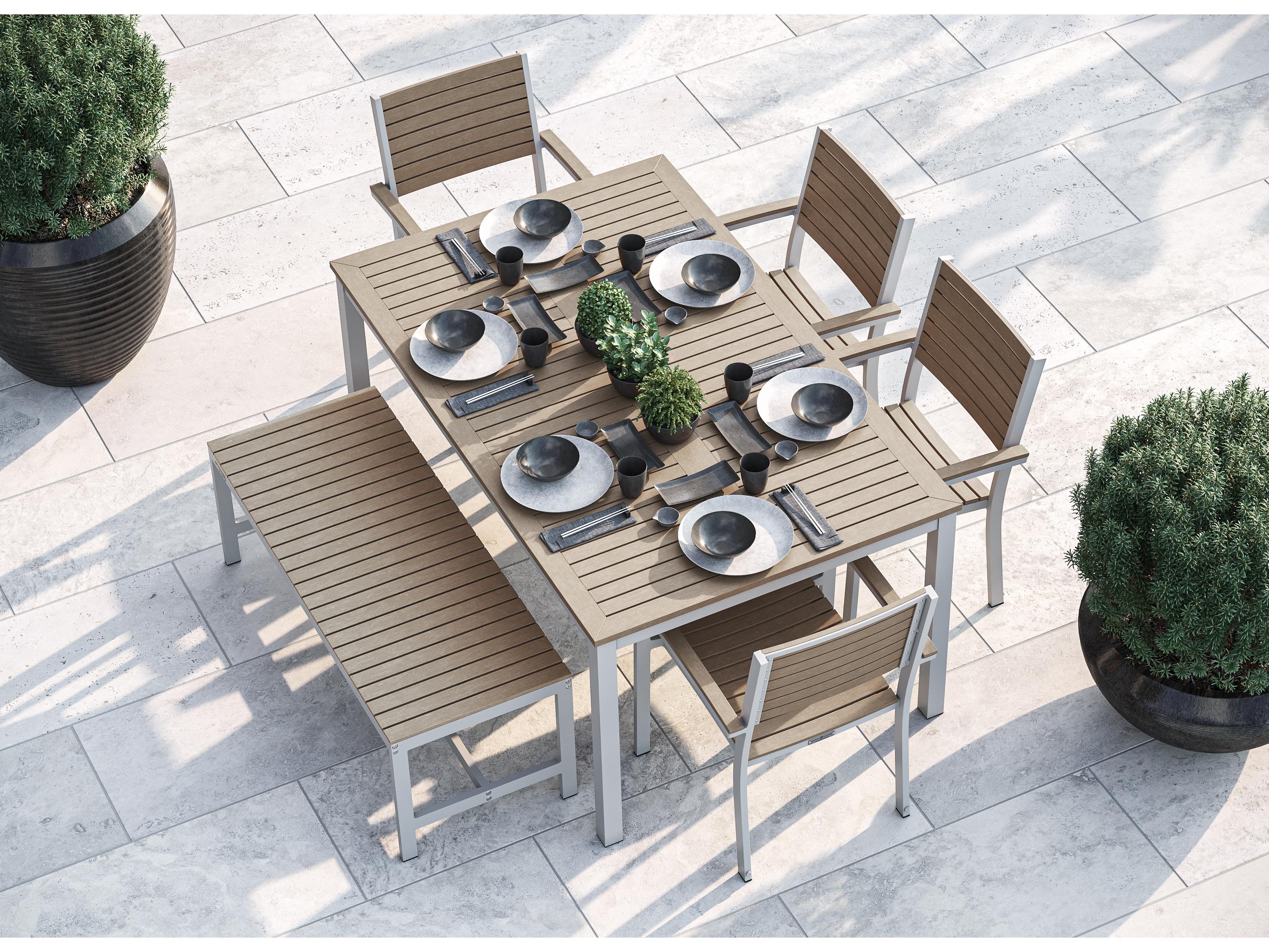 Oxford Garden Travira Aluminum Flint 6 Piece Outdoor Dining Set