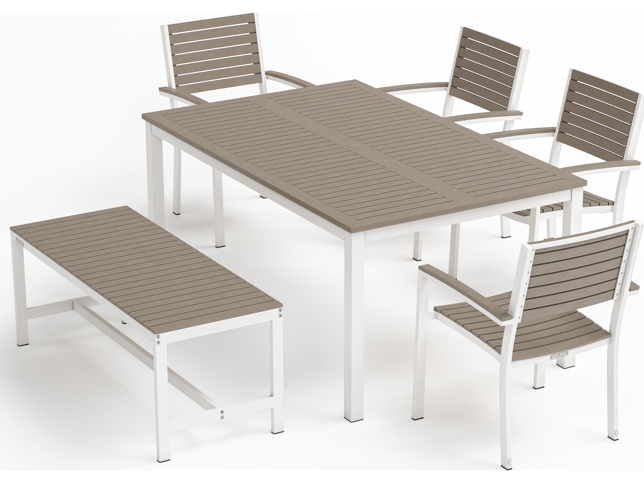 Oxford Garden Travira Aluminum Flint 6 Piece Outdoor Patio Dining Set