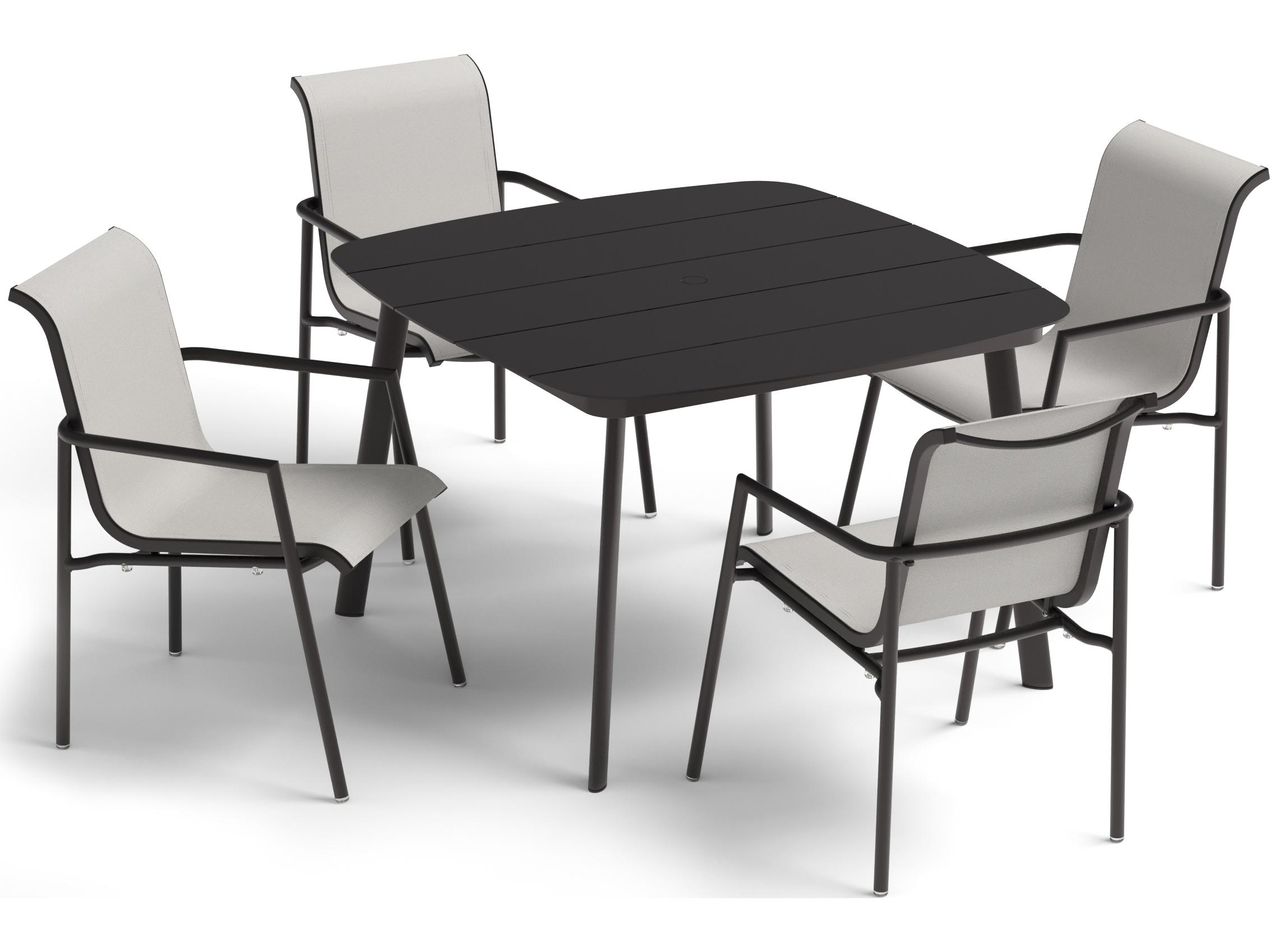 Oxford Garden Orso Aluminum Carbon 5 Piece Patio Dining Set with Fog Sling