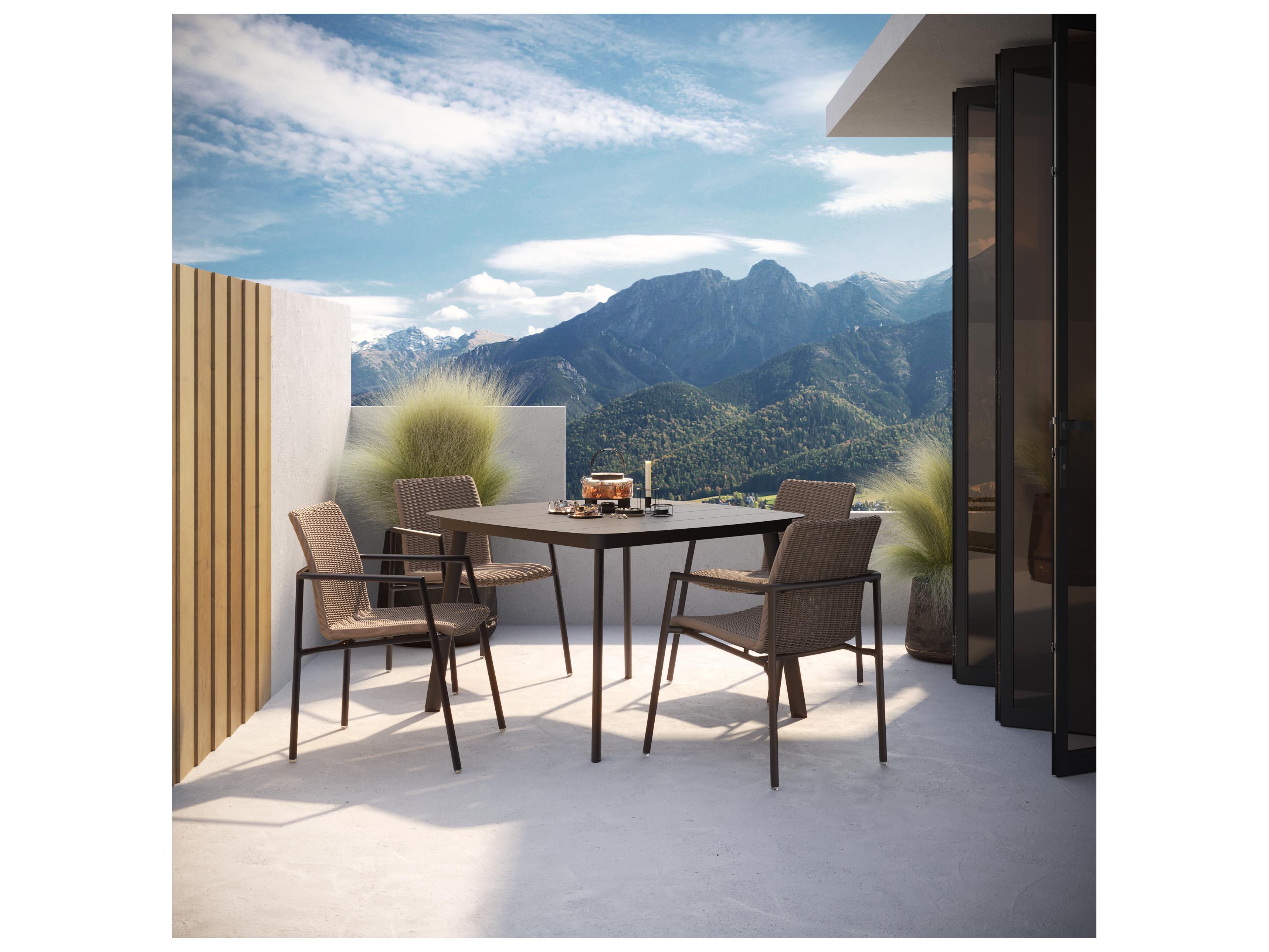 Oxford Garden Orso Aluminum Wicker Sand 5 Piece Outdoor Patio Dining Set