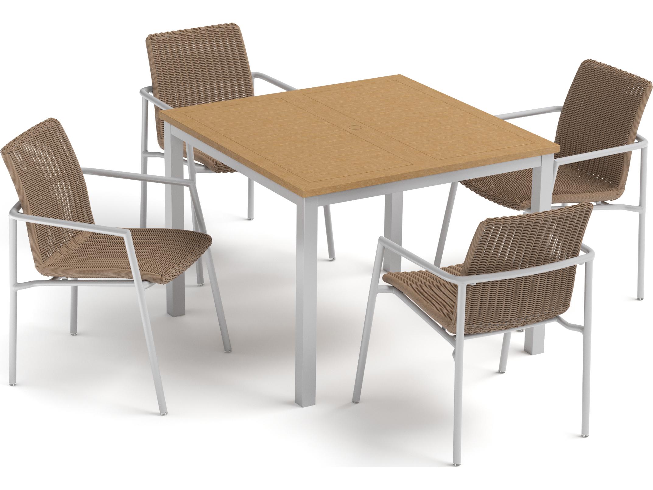 Oxford Garden Orso Wicker Sand 5 Piece Patio Dining Set