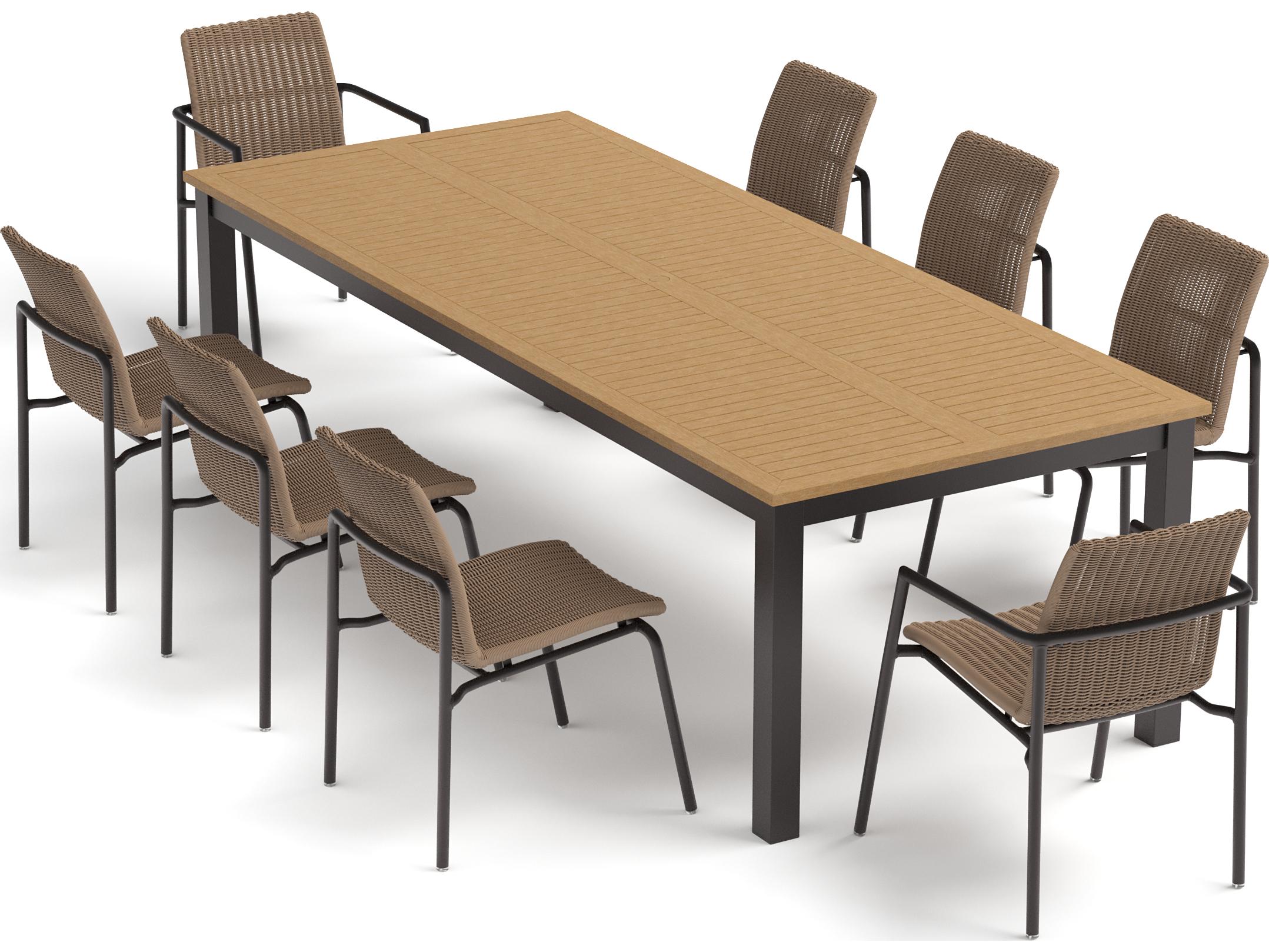 Oxford Garden Orso Wicker Sand 9 Piece Patio Dining Set