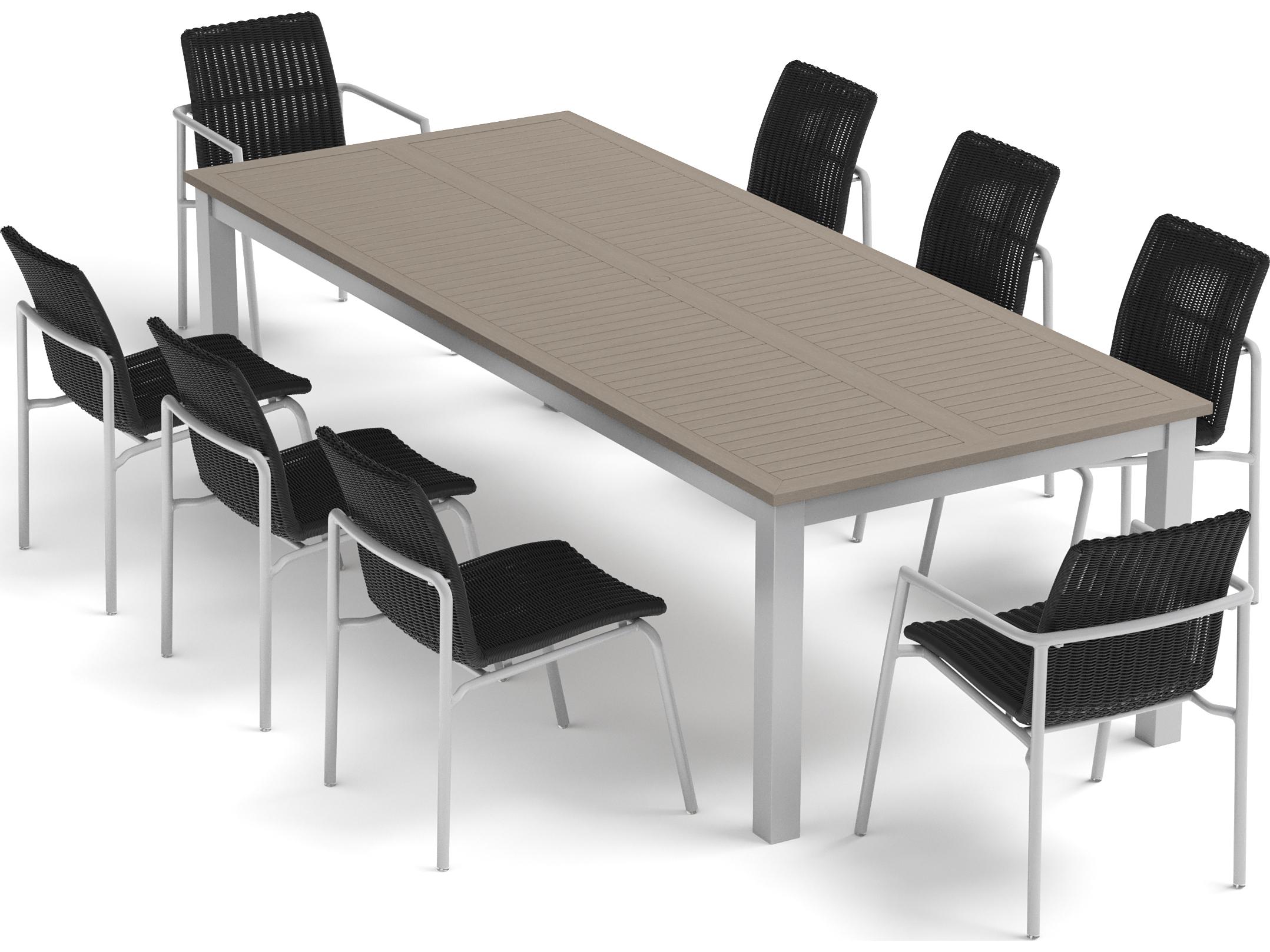 Oxford Garden Orso Wicker Shadow 9 Piece Outdoor Patio Dining Set