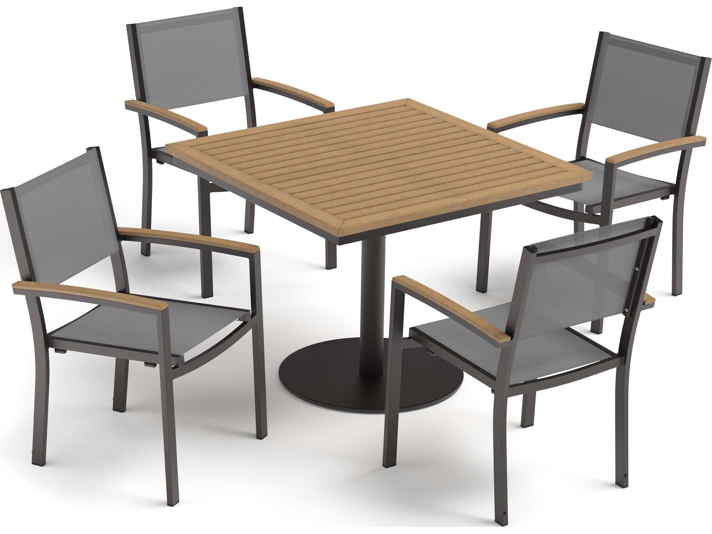 Oxford Garden Travira Aluminum Carbon 5 Piece Patio Dining Set with Titanium Sling