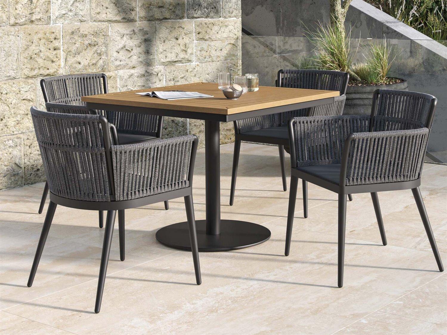 Oxford Garden Nette Aluminum Carbon 5 Piece Outdoor Patio Dining Set