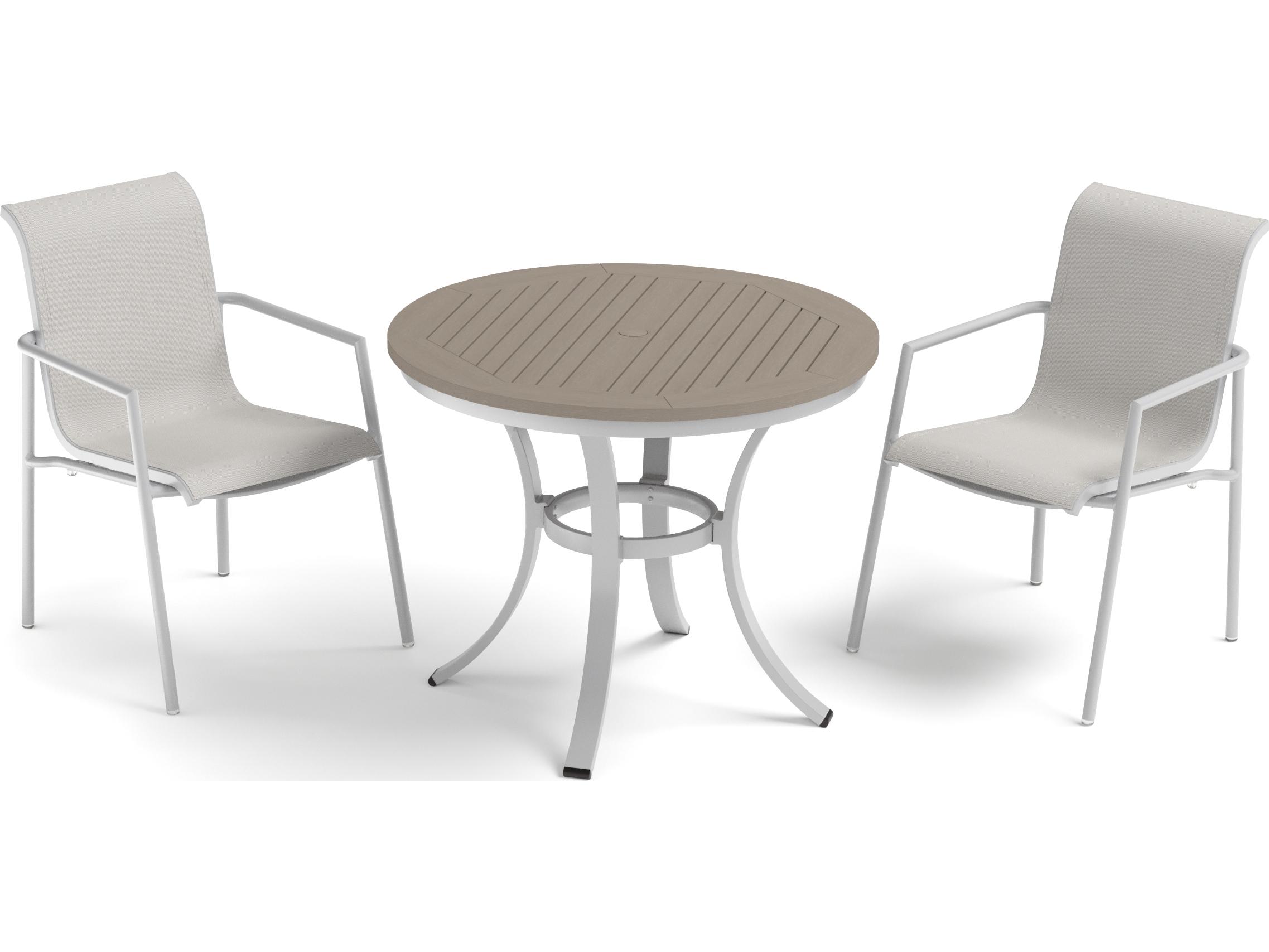 Oxford Garden Orso Aluminum Flint 3 Piece Bistro Set with Fog Sling