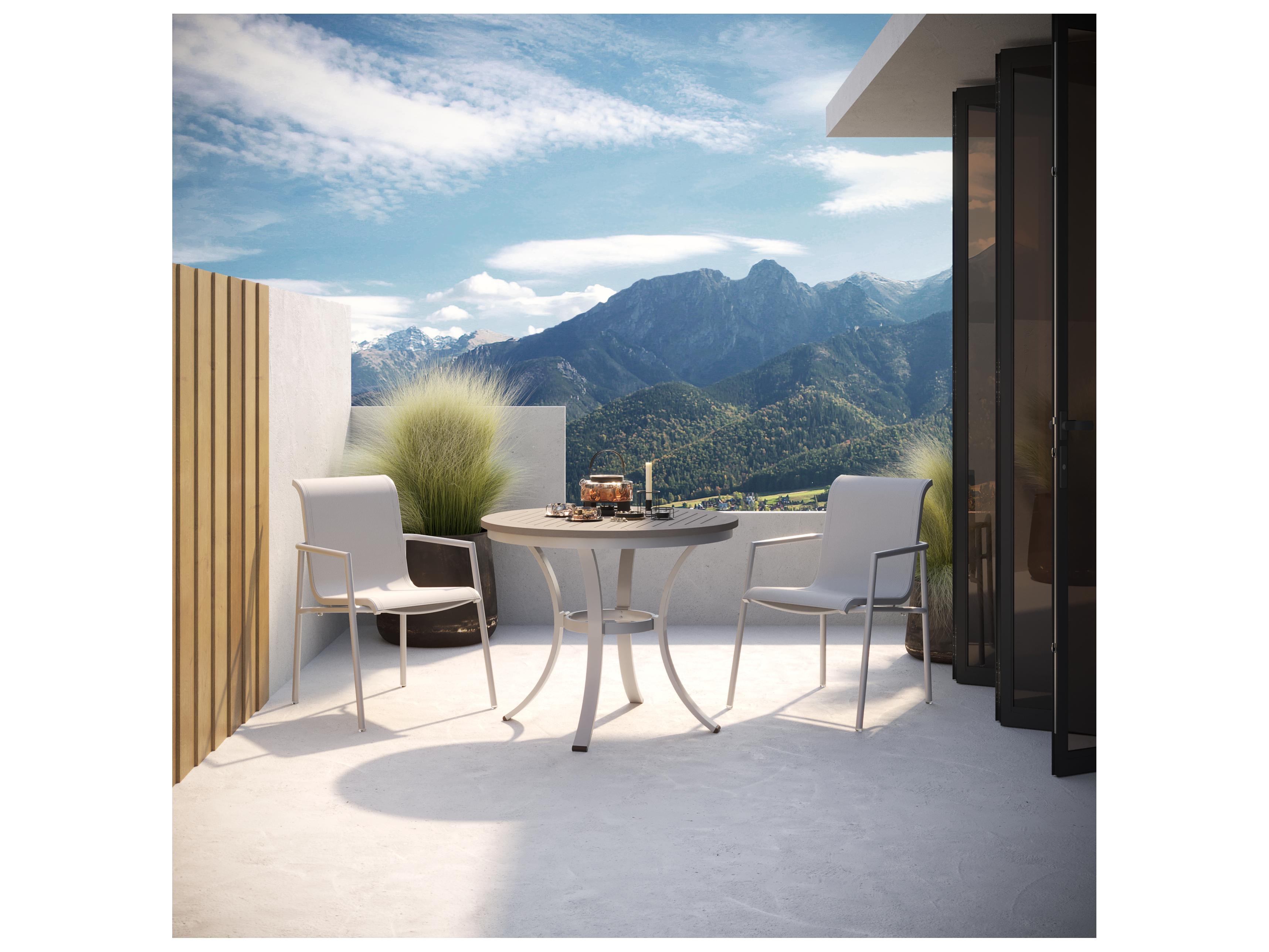 Oxford Garden Orso Aluminum Flint 3 Piece Bistro Set with Fog Sling