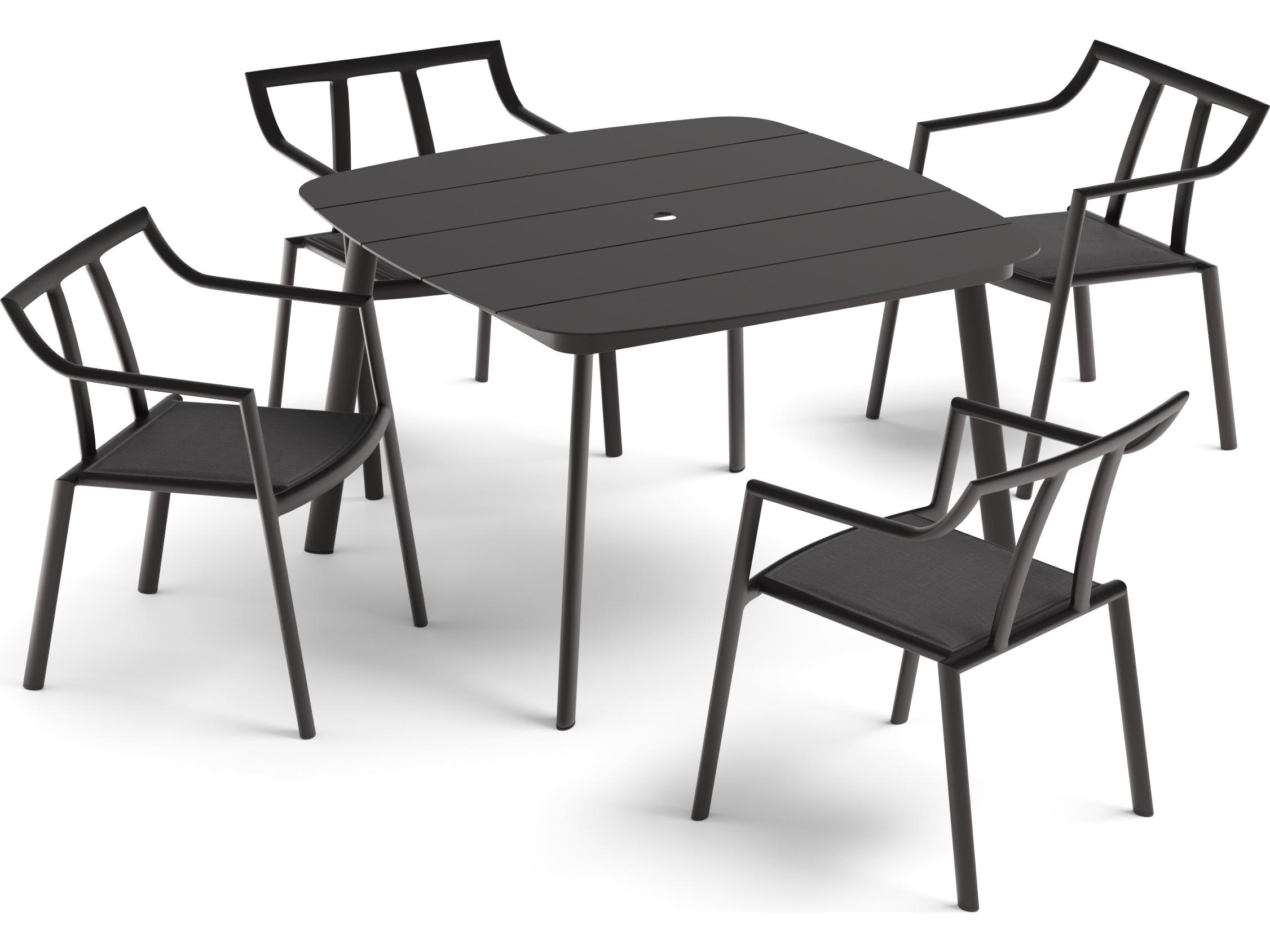 Oxford Garden Markoe Aluminum Carbon 5 Piece Outdoor Patio Dining Set