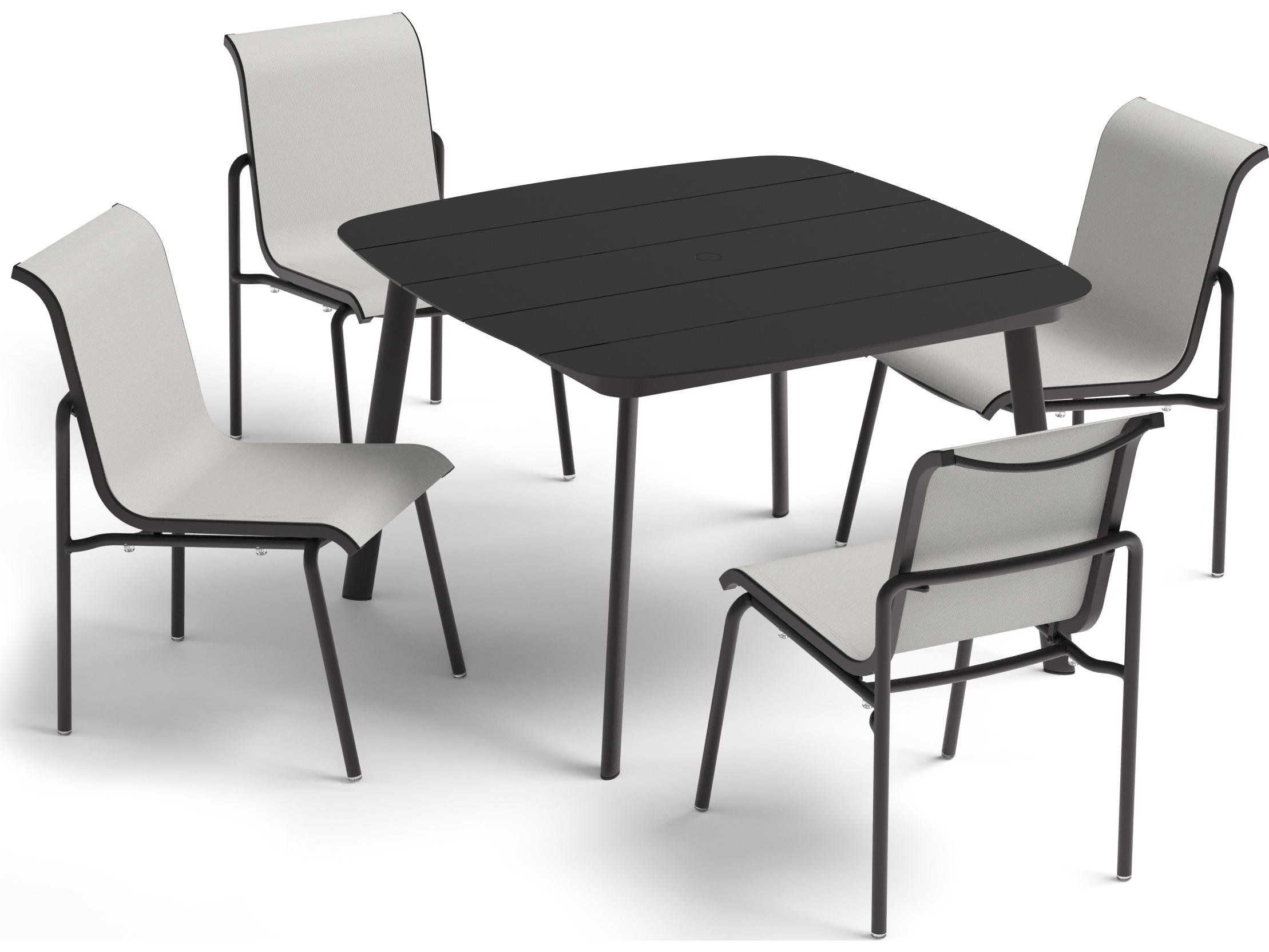 Oxford Garden Orso Aluminum Carbon 5 Piece Outdoor Dining Set with Fog Sling