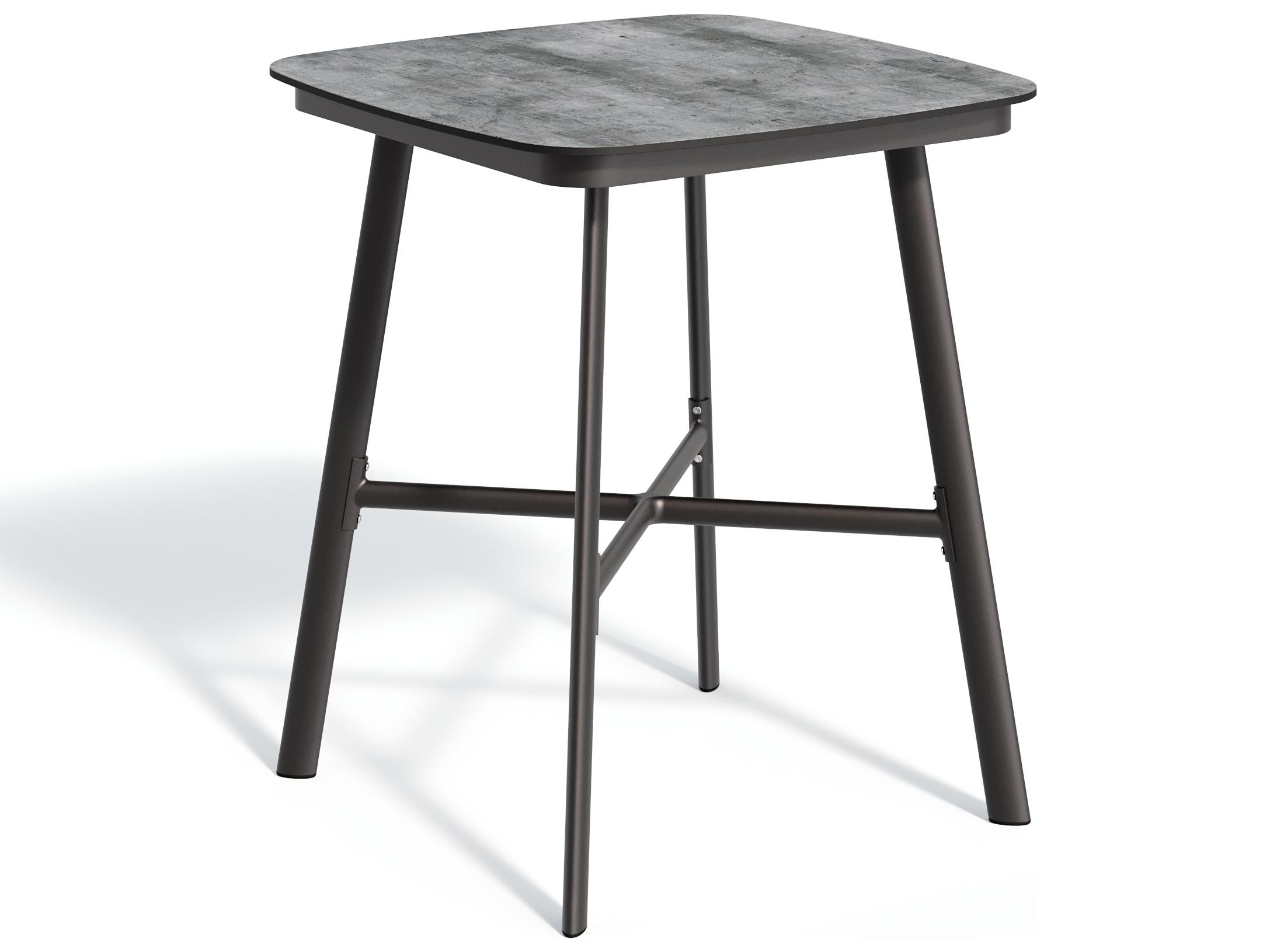 Oxford Garden Eiland Aluminum Carbon Square HPL Top Patio Bar Table