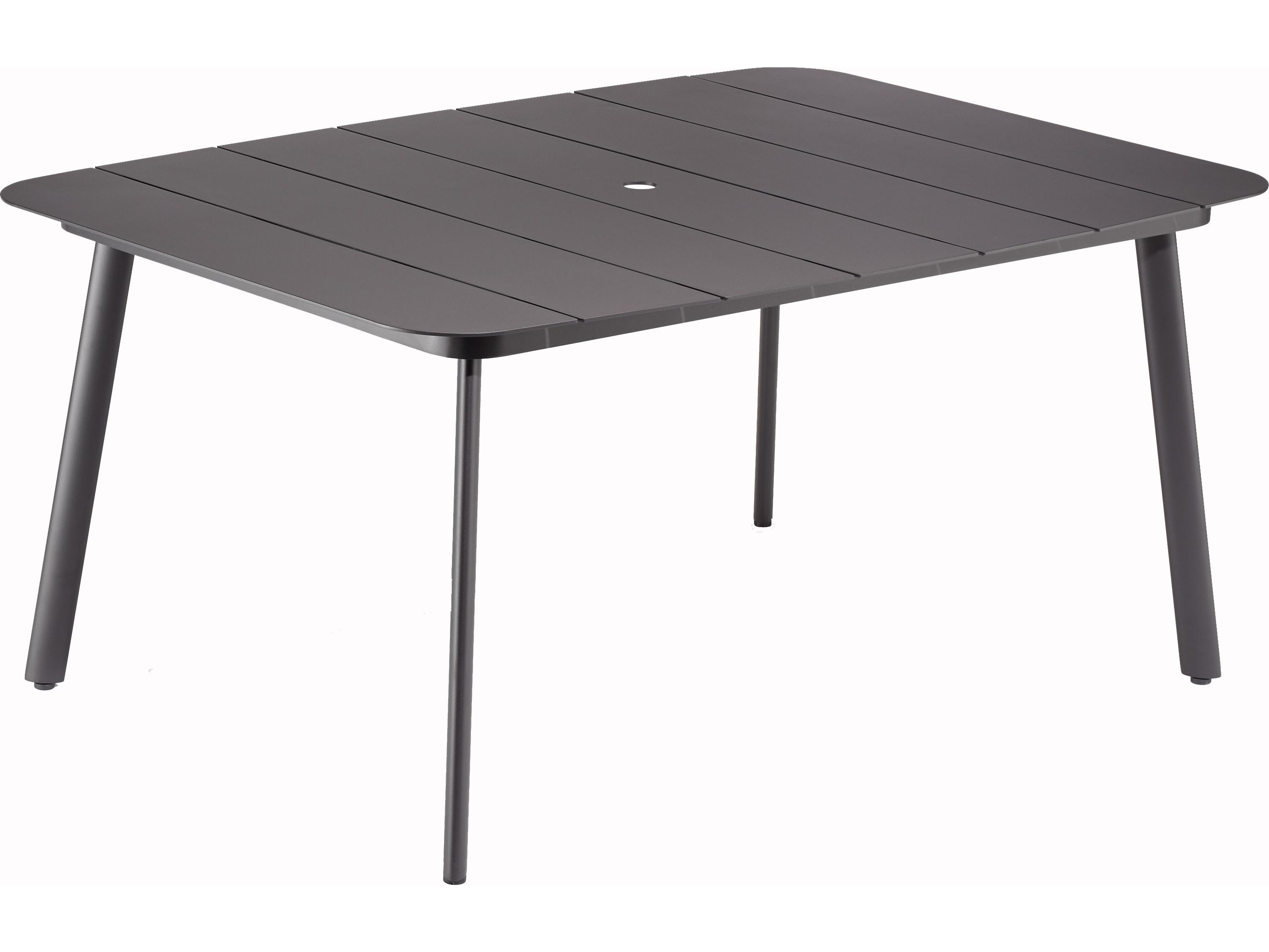 Oxford Garden Eiland Aluminum Rectangular Umbrella Hole Dining Table