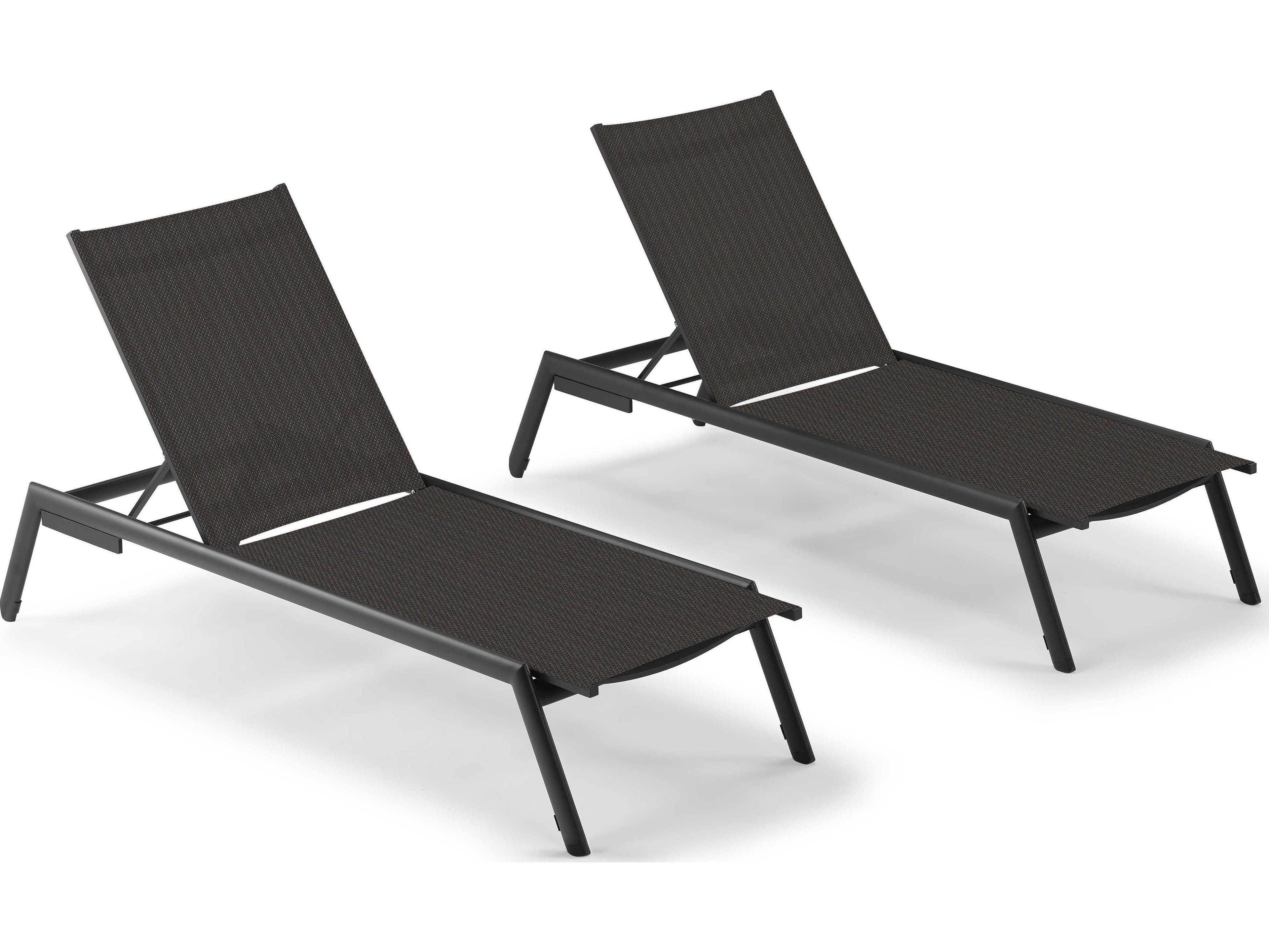 Oxford Garden Eiland Aluminum Sling Chaise Lounge Set of 4