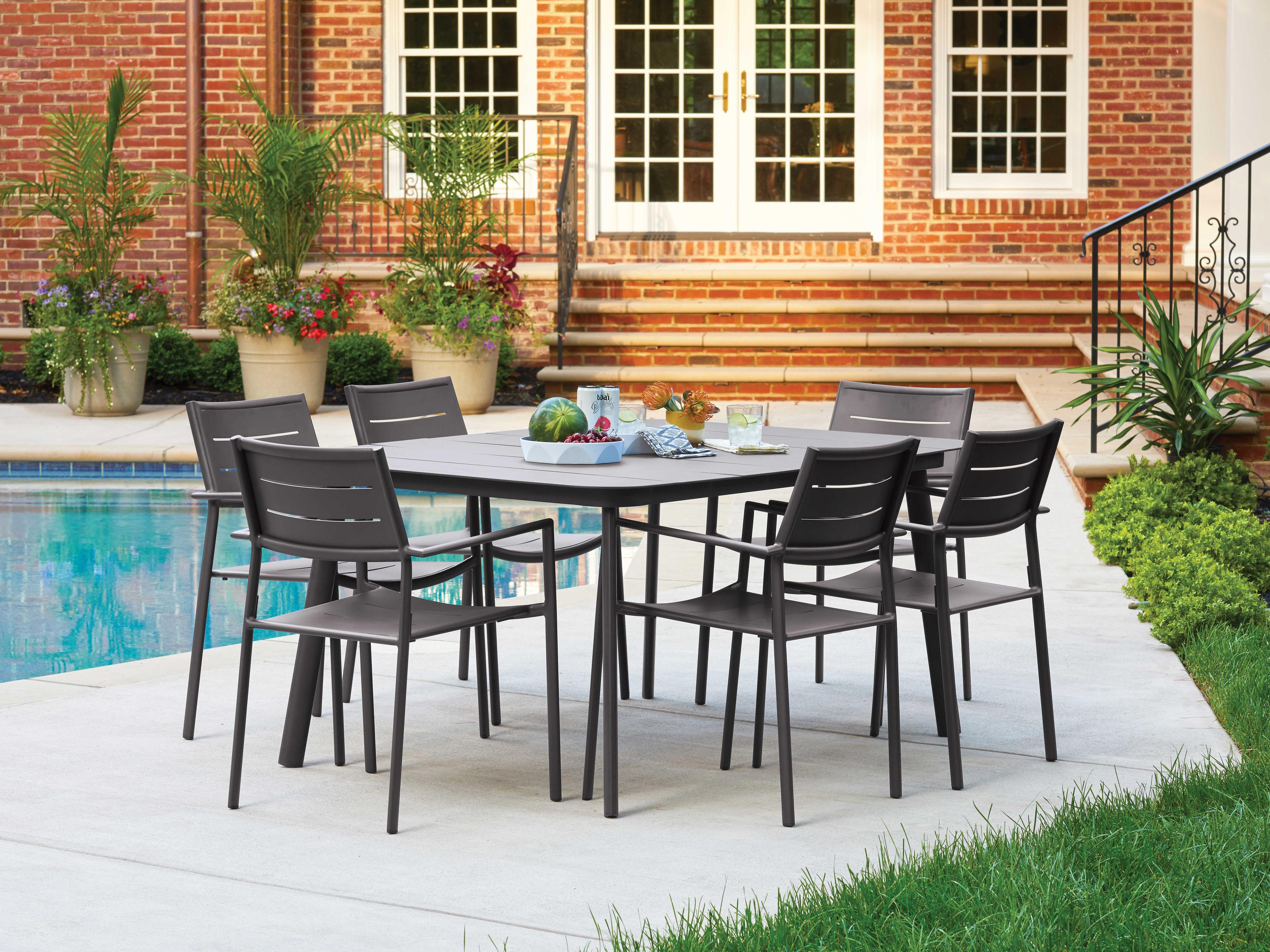 Oxford Garden Eiland Aluminum Metal Dining Chair Set of 4