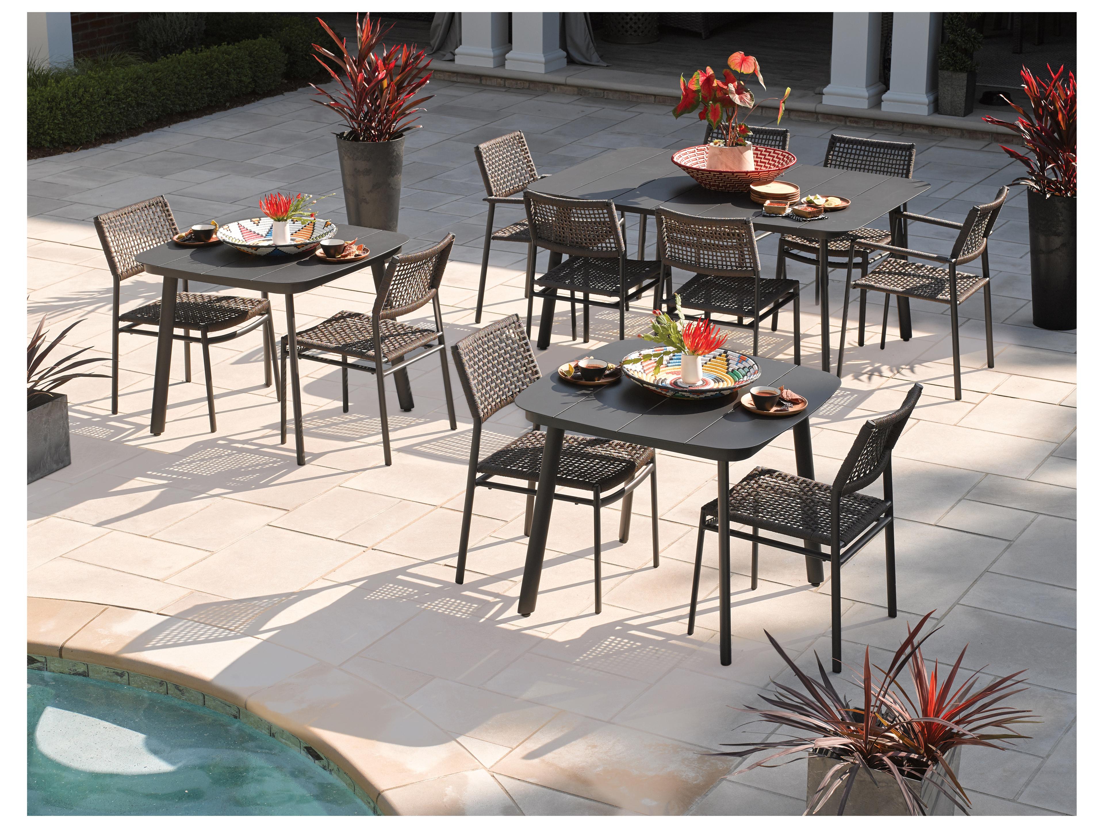 Oxford Garden Eiland Aluminum Rope Carbon Outdoor Patio Dining Side Chair Set of 2