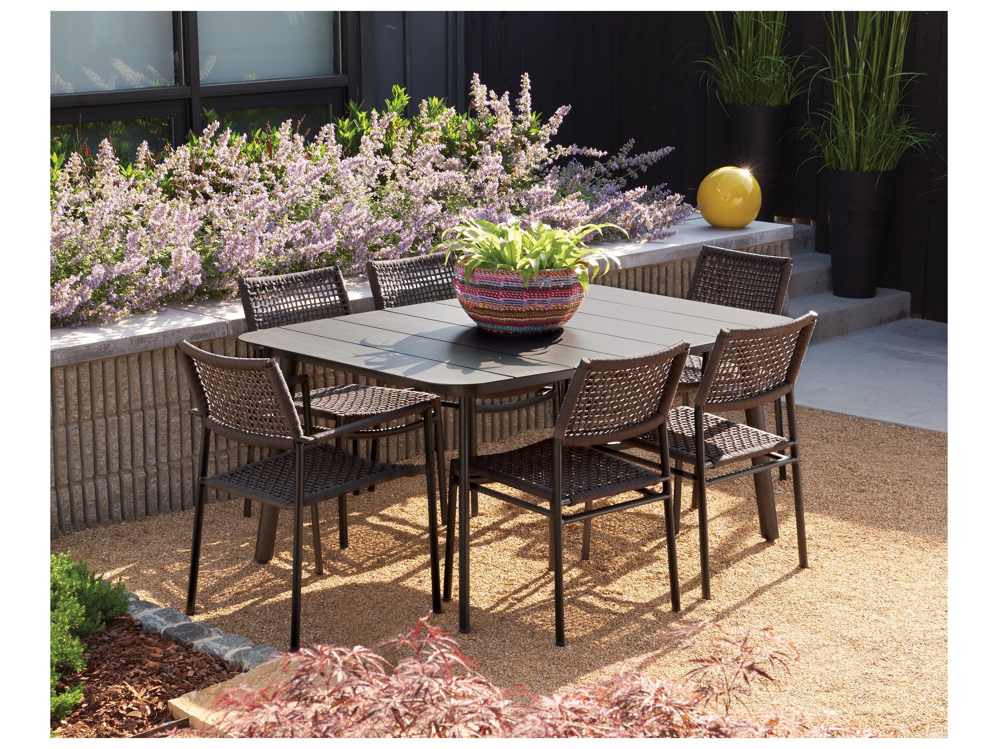 Oxford Garden Eiland Aluminum Rope Carbon Patio Dining Side Chair Set of 4