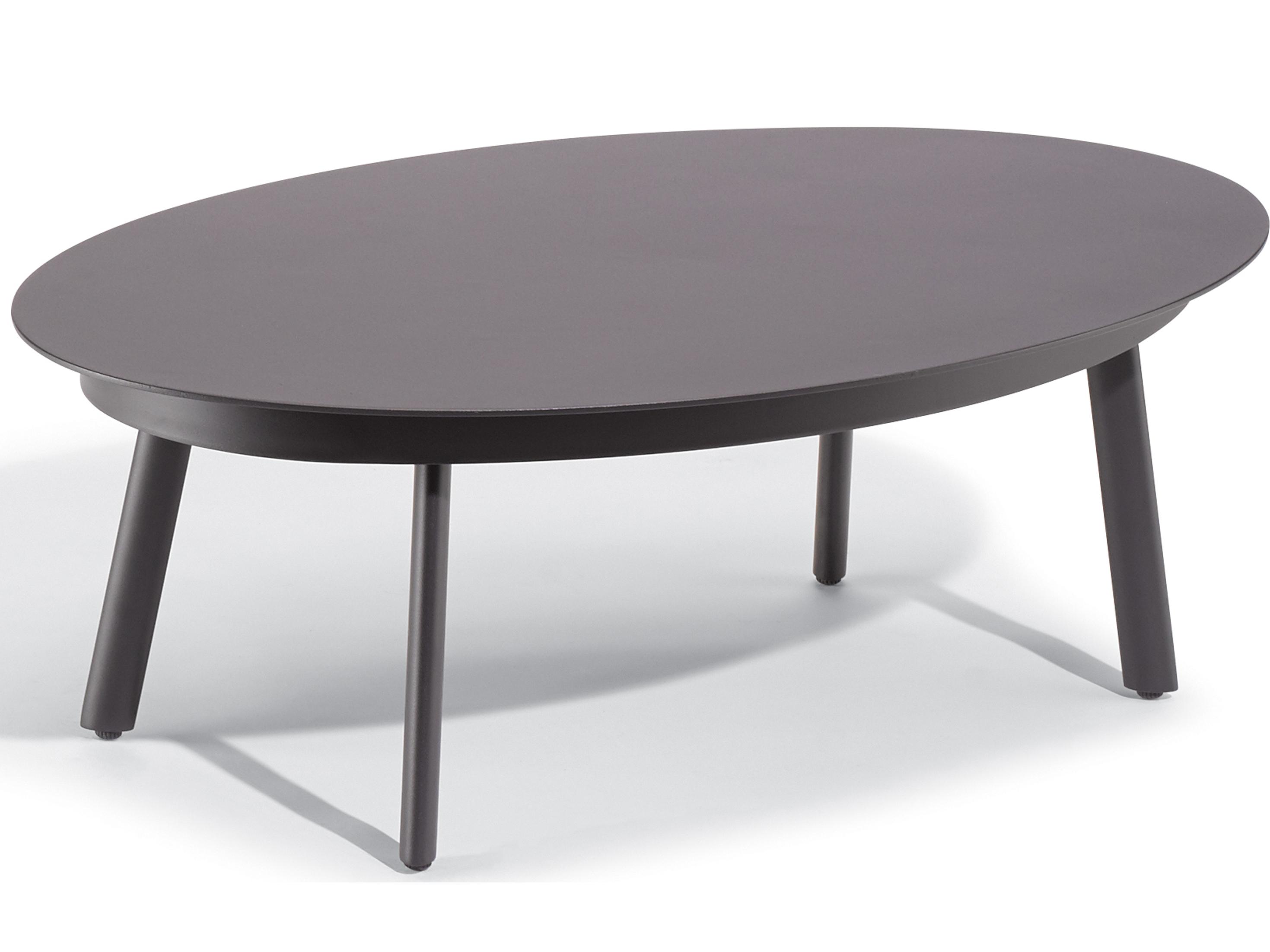 Oxford Garden Eiland Aluminum Carbon Oval Patio Coffee Table