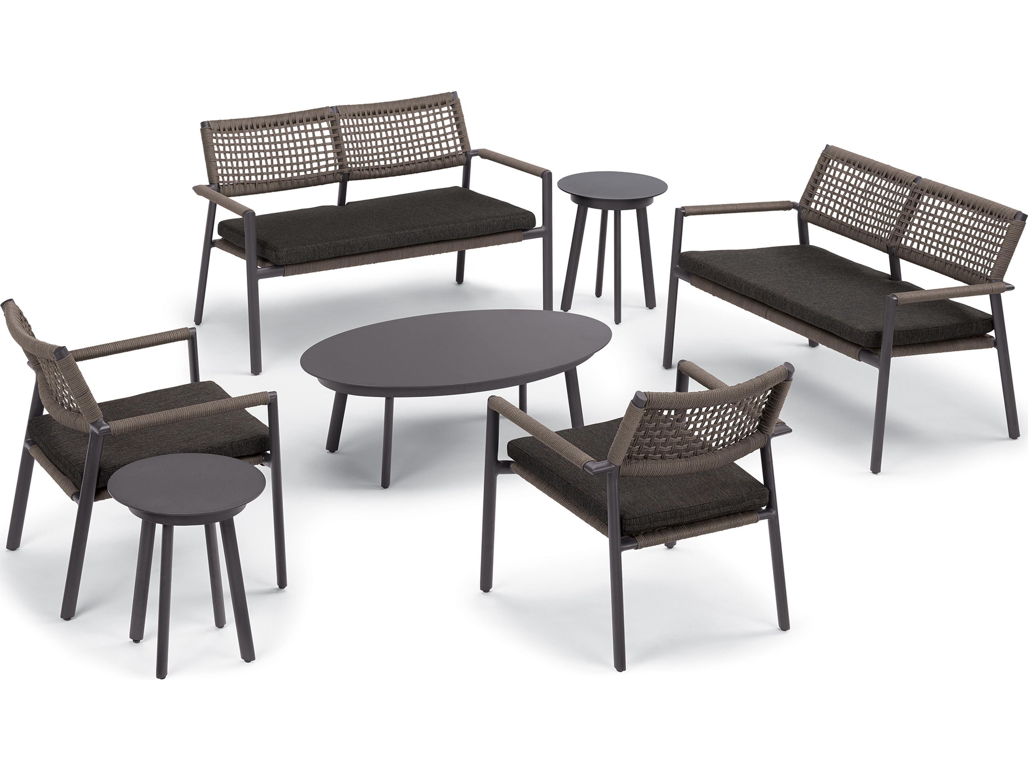 Oxford Garden Eiland Aluminum Carbon Oval Patio Coffee Table