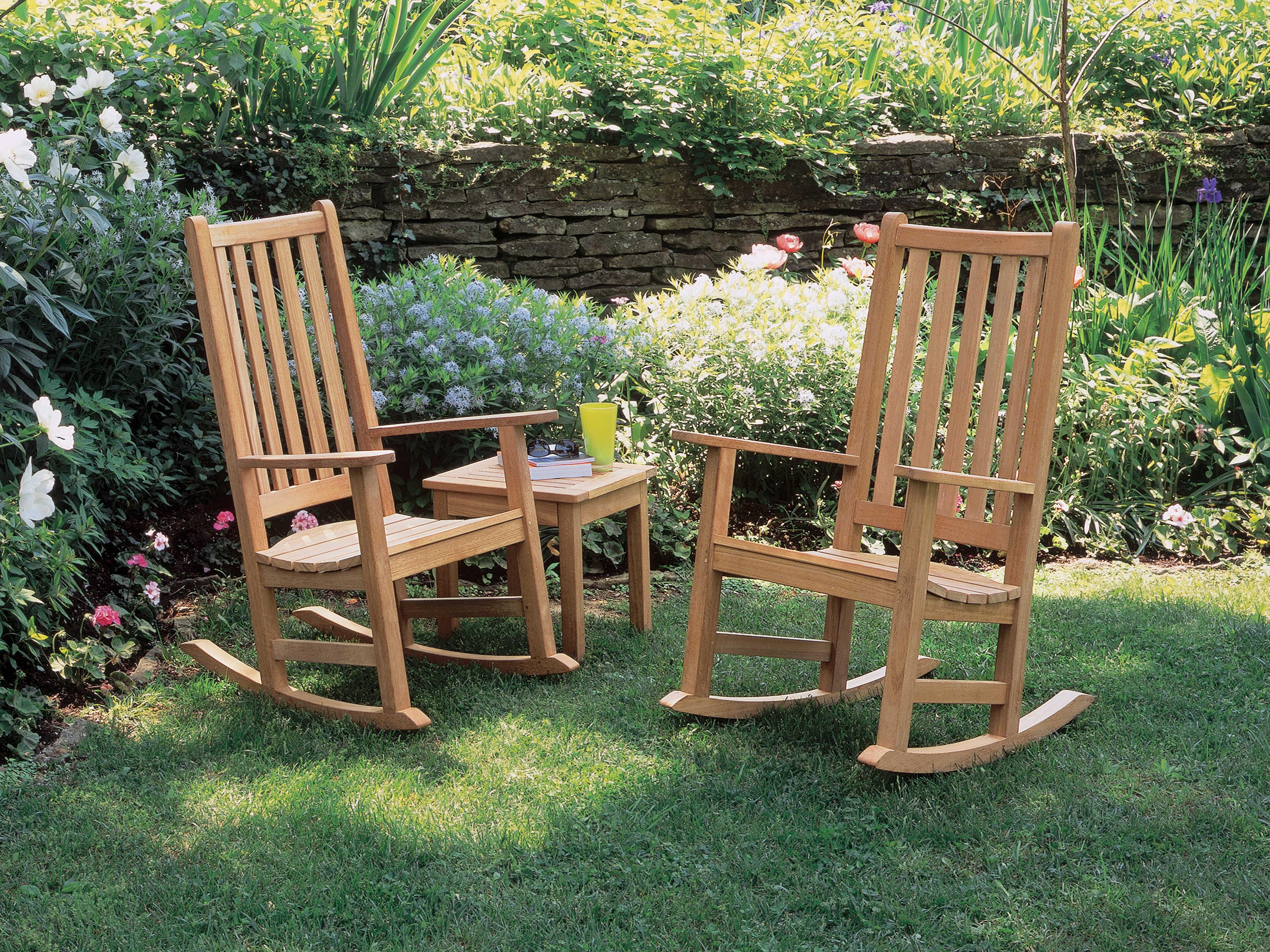 Oxford Garden Classic Teak Natural Rocker Patio Lounge Chair