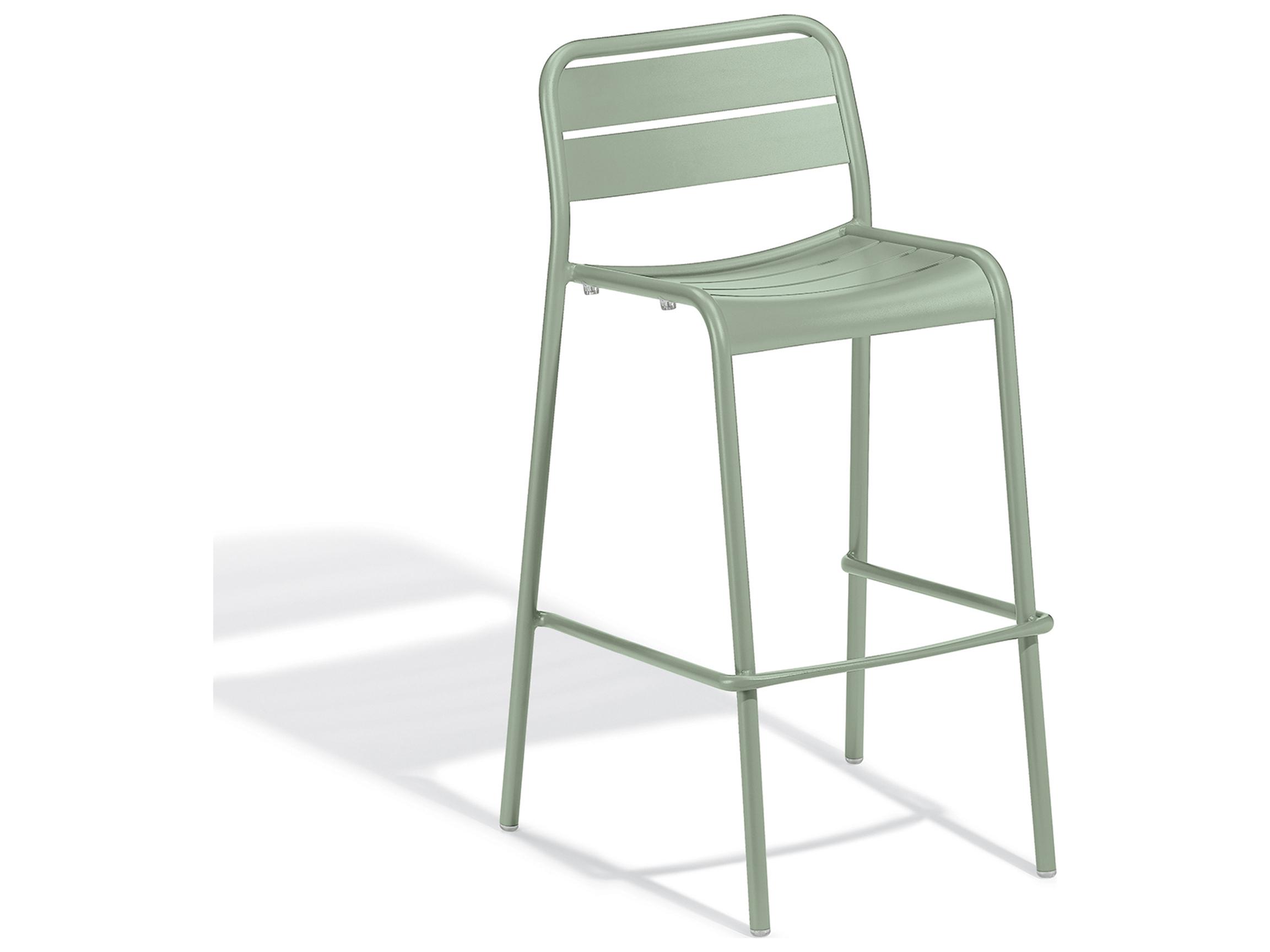 Oxford Garden Kapri Aluminum Sage Stackable Outdoor Bar Chair