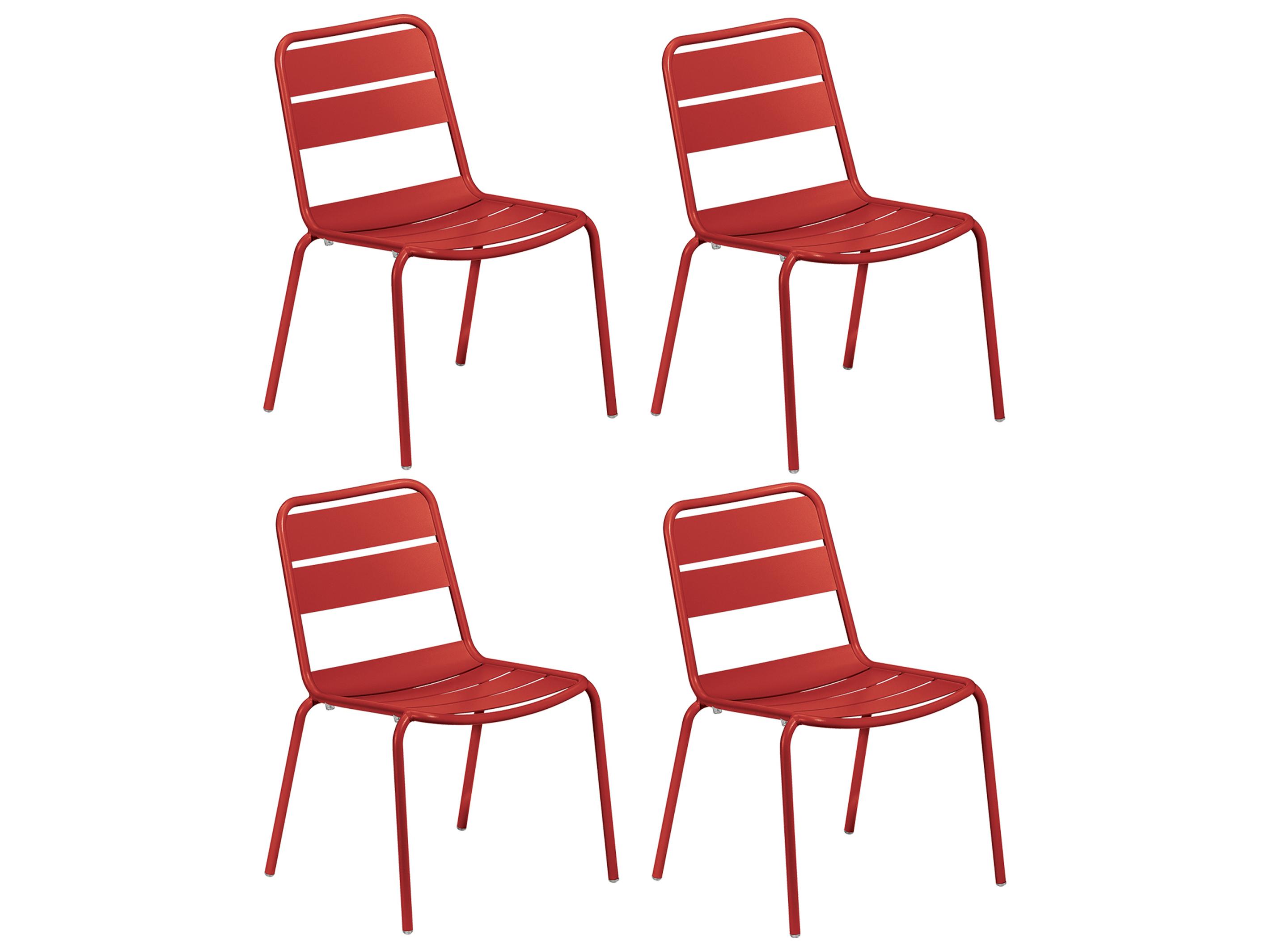 Oxford Garden Kapri Aluminum Venetian Stackable Outdoor Patio Dining Side Chair Set of 4