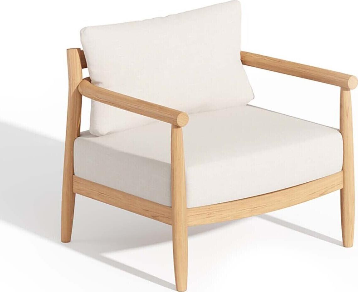 Oxford Garden Lido Teak Natural Outdoor Lounge Chair with Bliss Linen Cushions