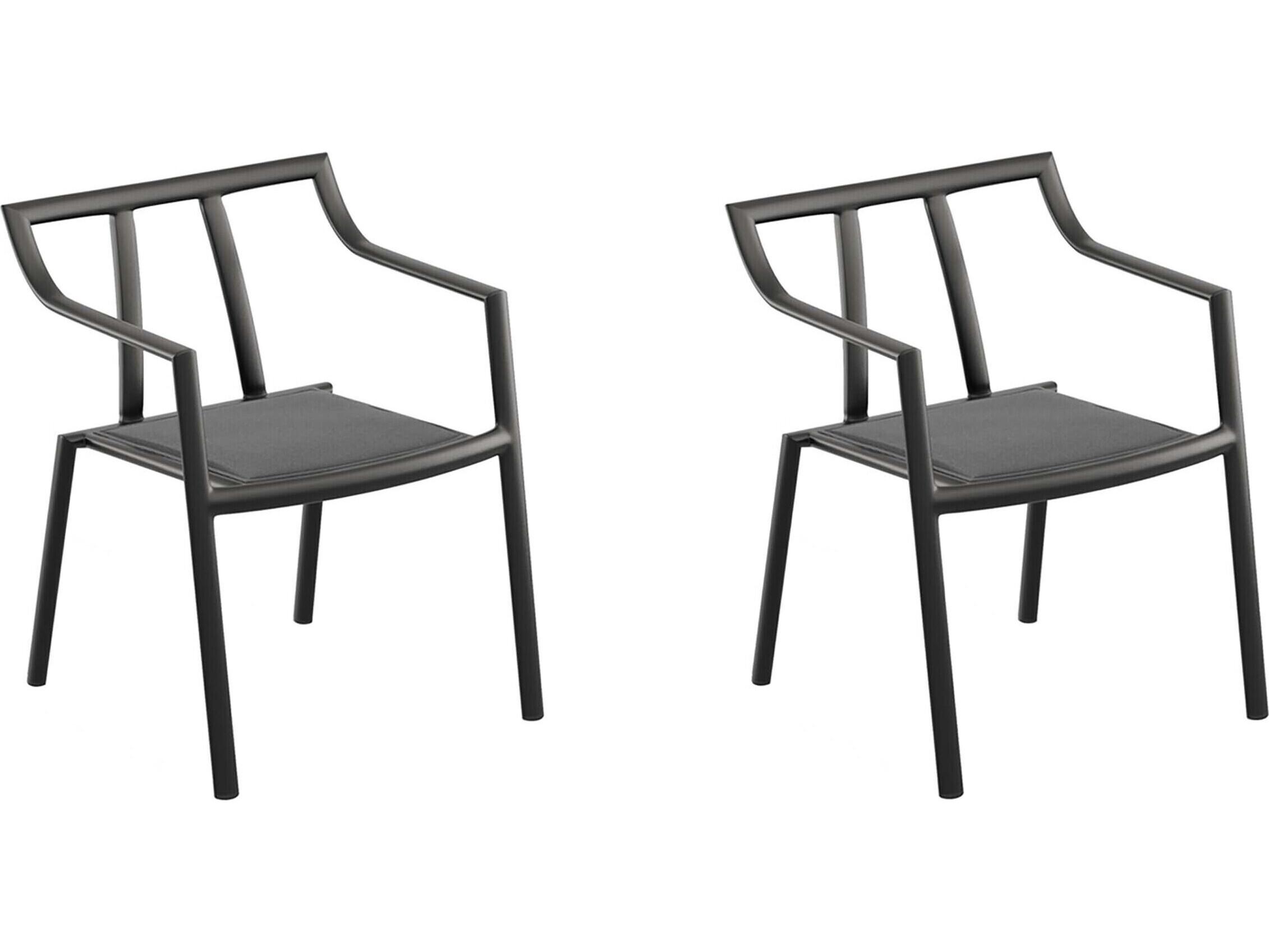 Oxford Garden Markoe Aluminum Carbon Stackable Patio Dining Arm Chair Set of 2