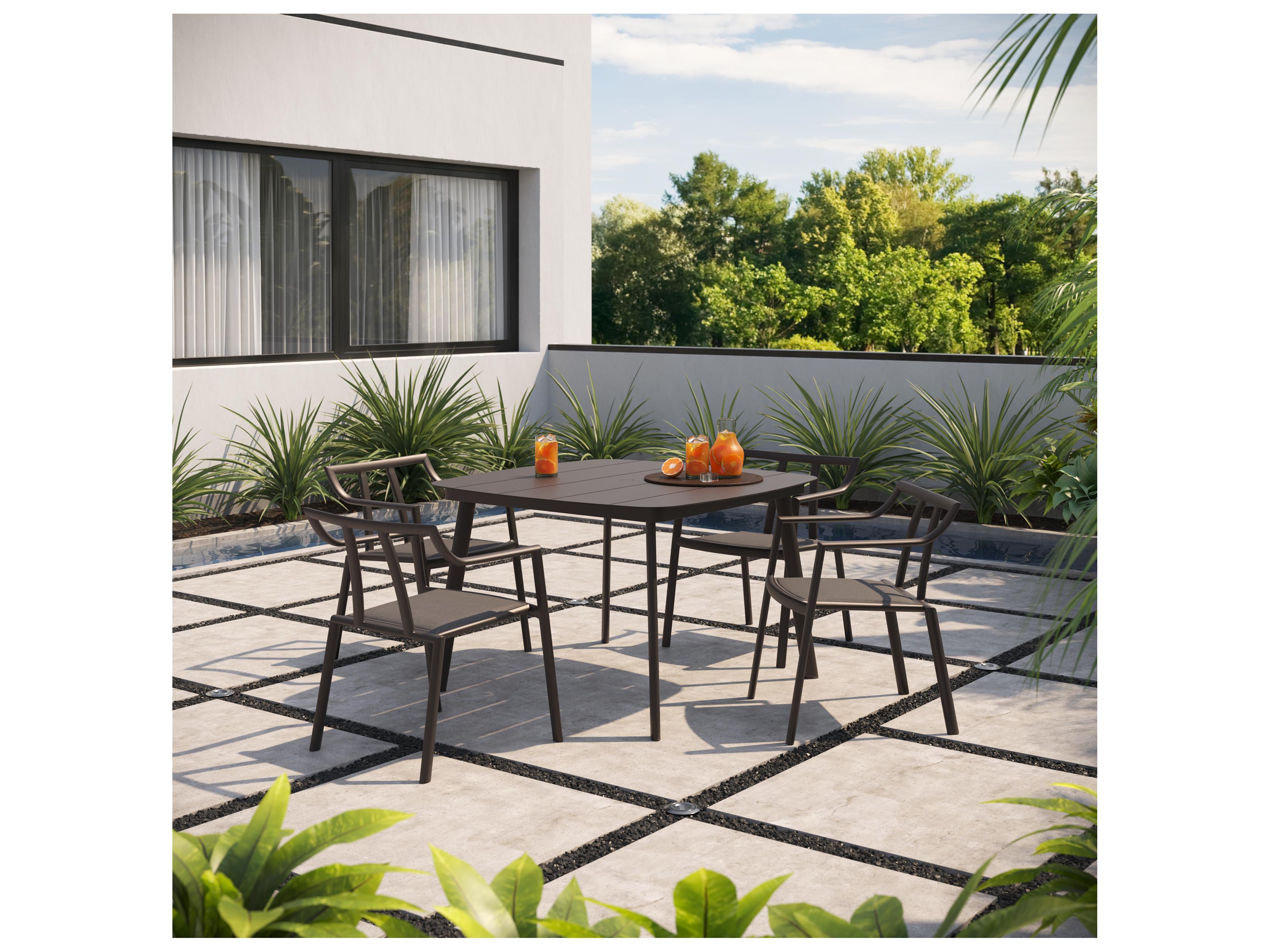 Oxford Garden Markoe Aluminum Carbon Stackable Patio Dining Arm Chair Set of 2