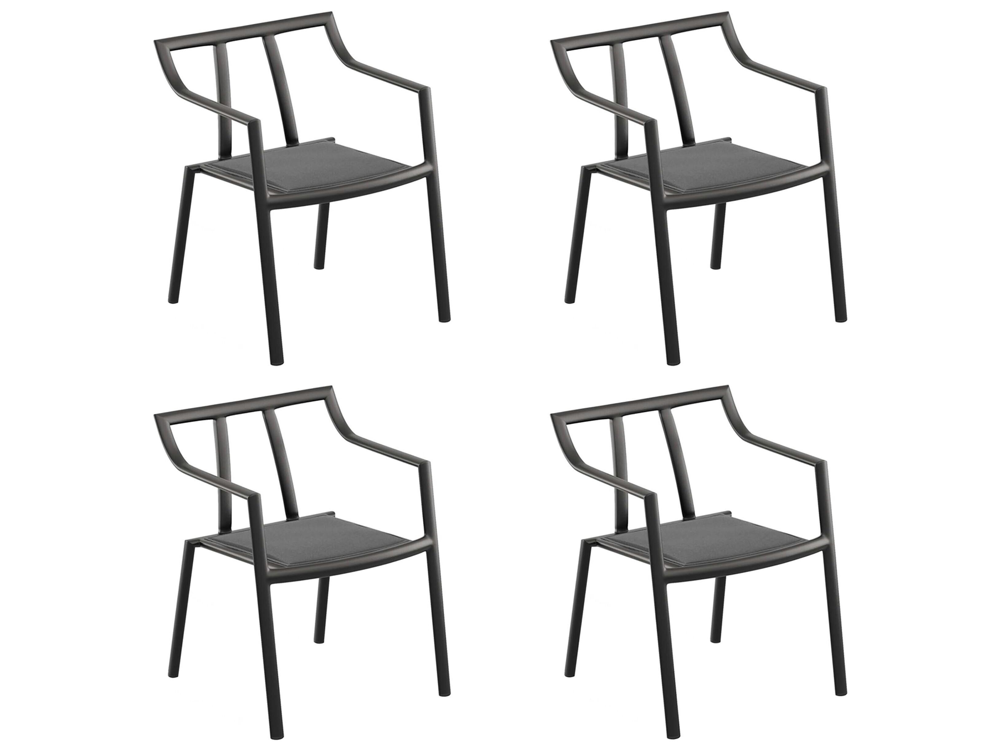Oxford Garden Markoe Aluminum Carbon Stackable Outdoor Dining Arm Chair Set of 4