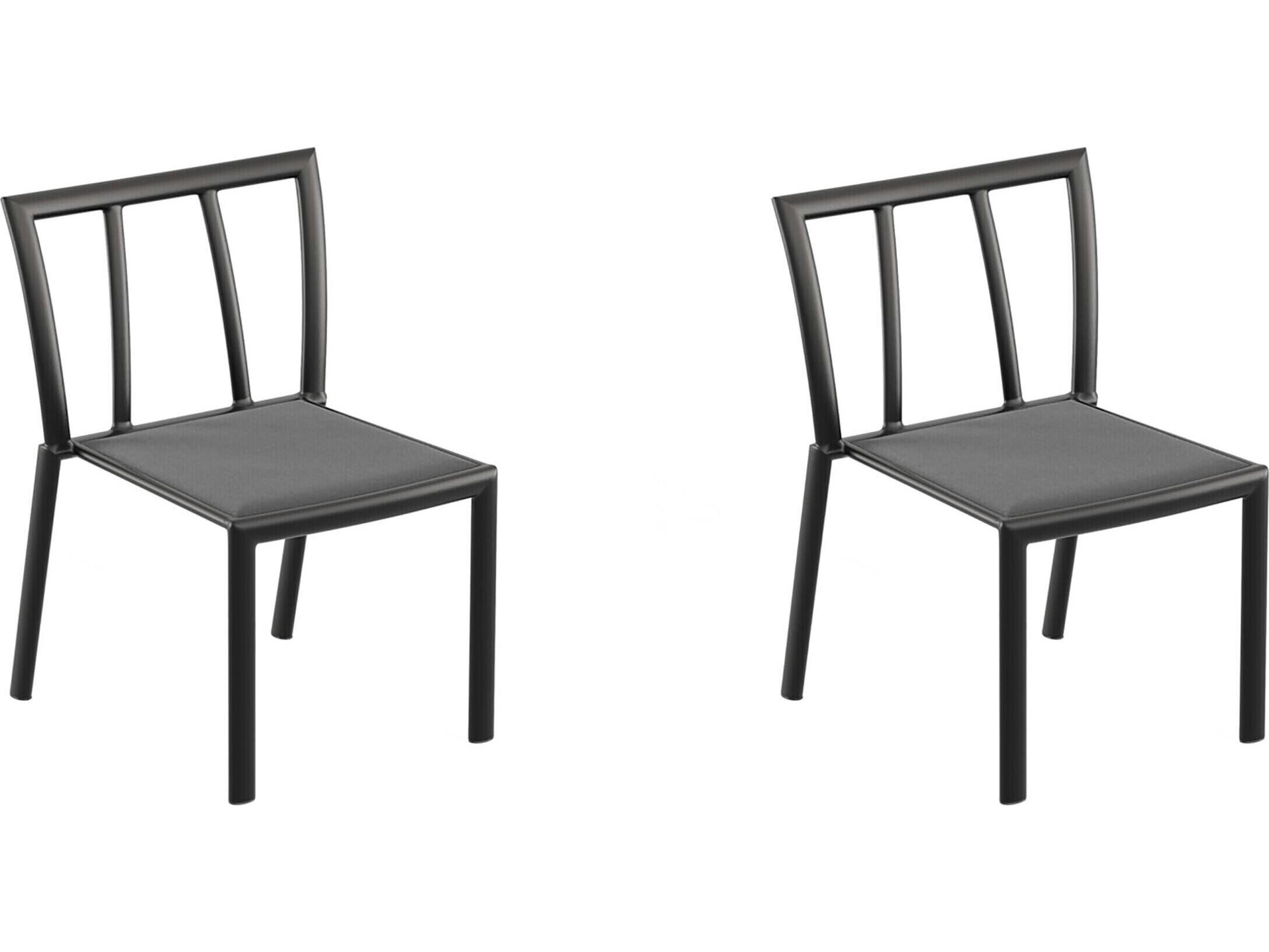 Oxford Garden Markoe Aluminum Carbon Stackable Patio Dining Side Chair Set of 2