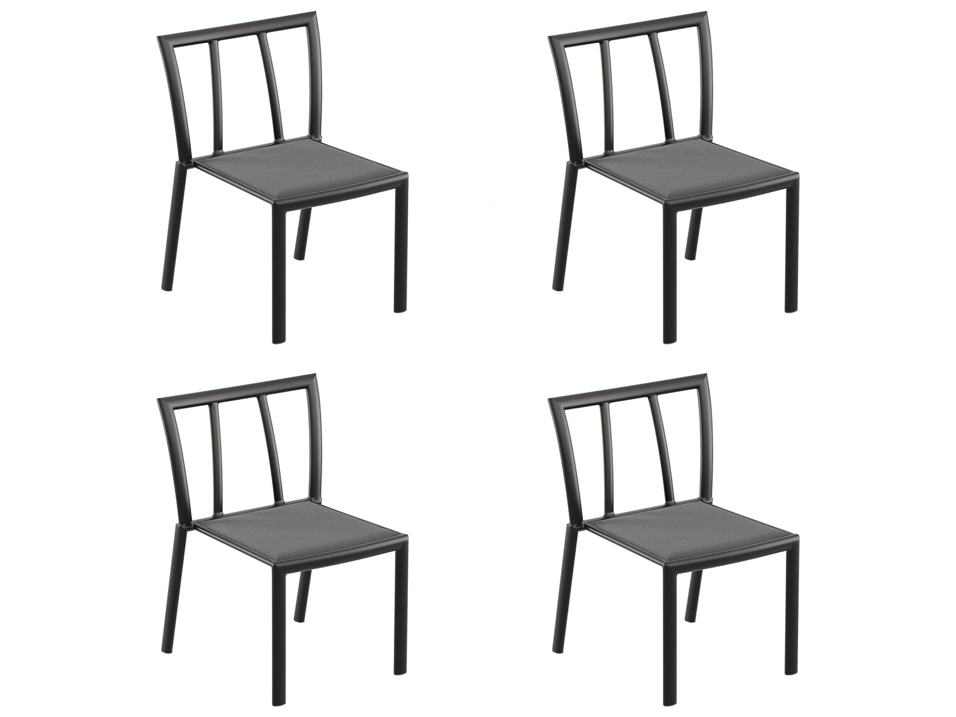 Oxford Garden Markoe Aluminum Carbon Stackable Outdoor Dining Side Chair Set of 4