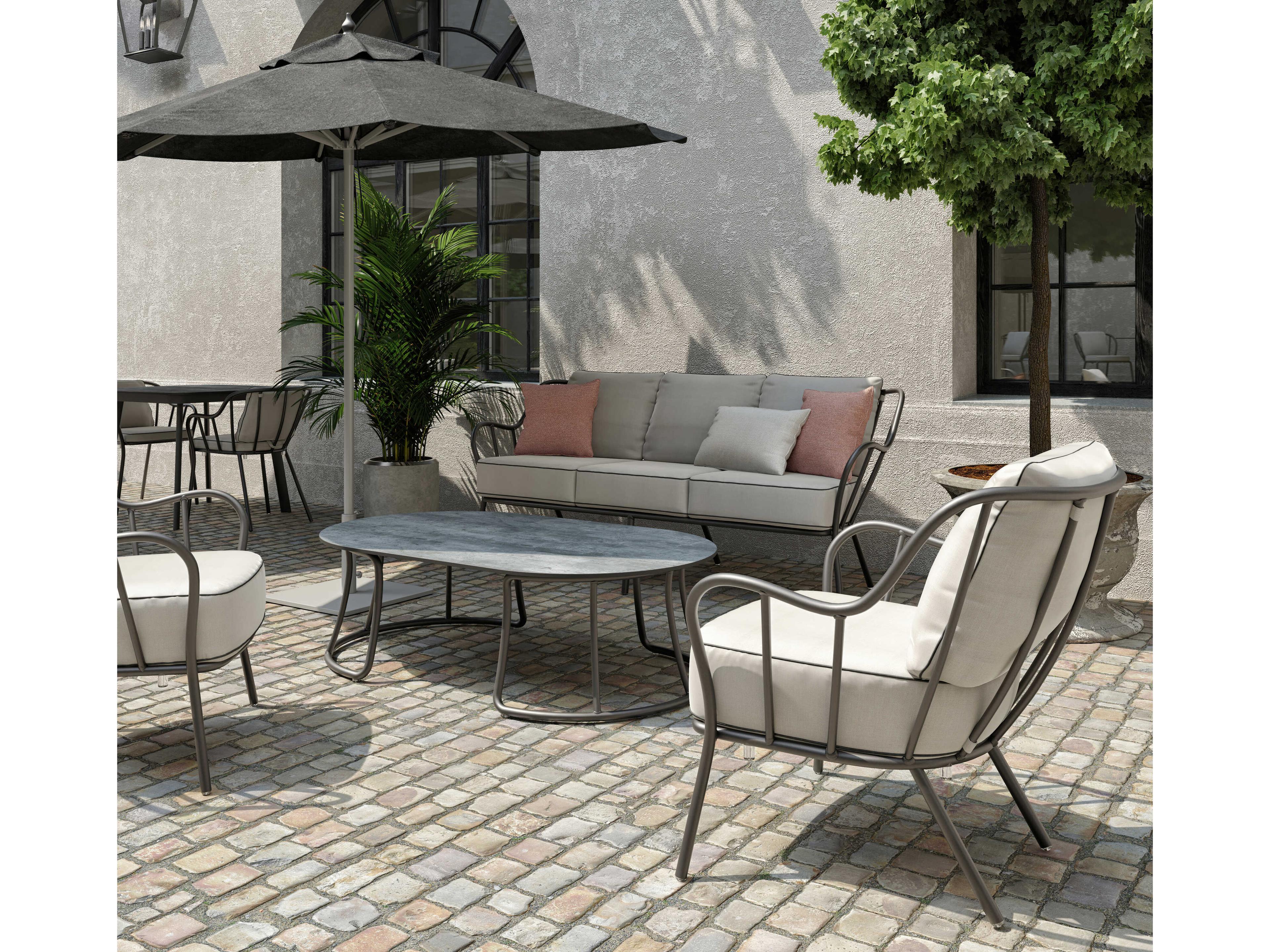 Oxford Garden Malti Aluminum Carbon Patio Lounge Chair with Bliss Linen Cushion