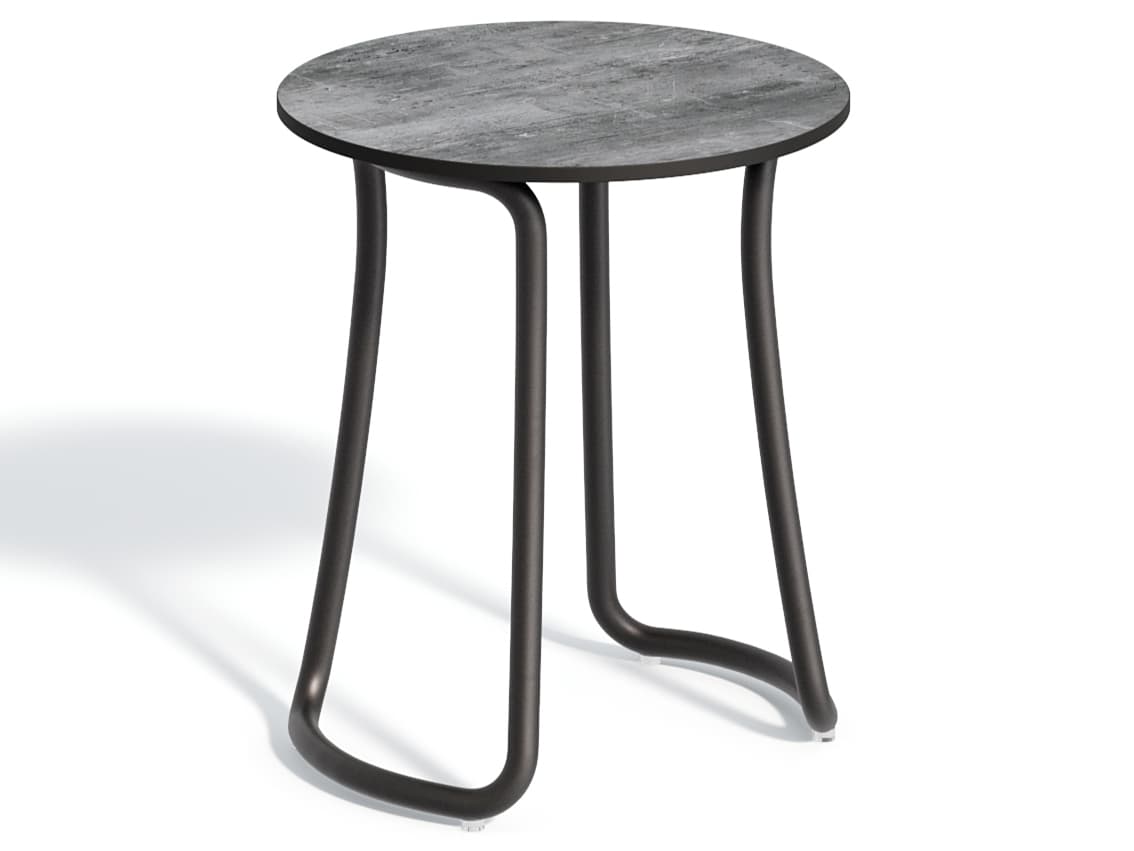 Oxford Garden Malti Aluminum Carbon Round HPL Top Patio End Table