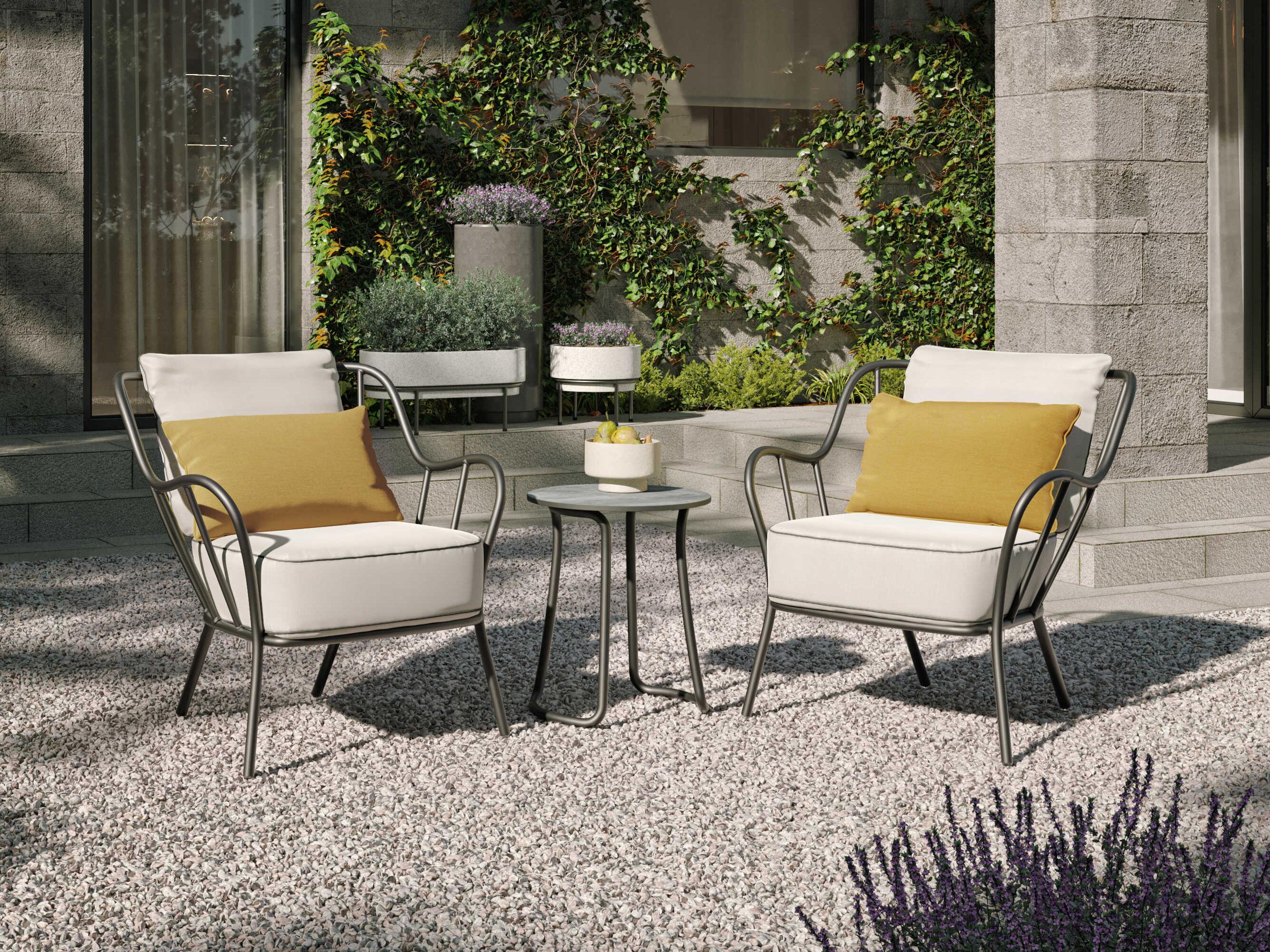 Oxford Garden Malti Aluminum Carbon Round HPL Top Patio End Table