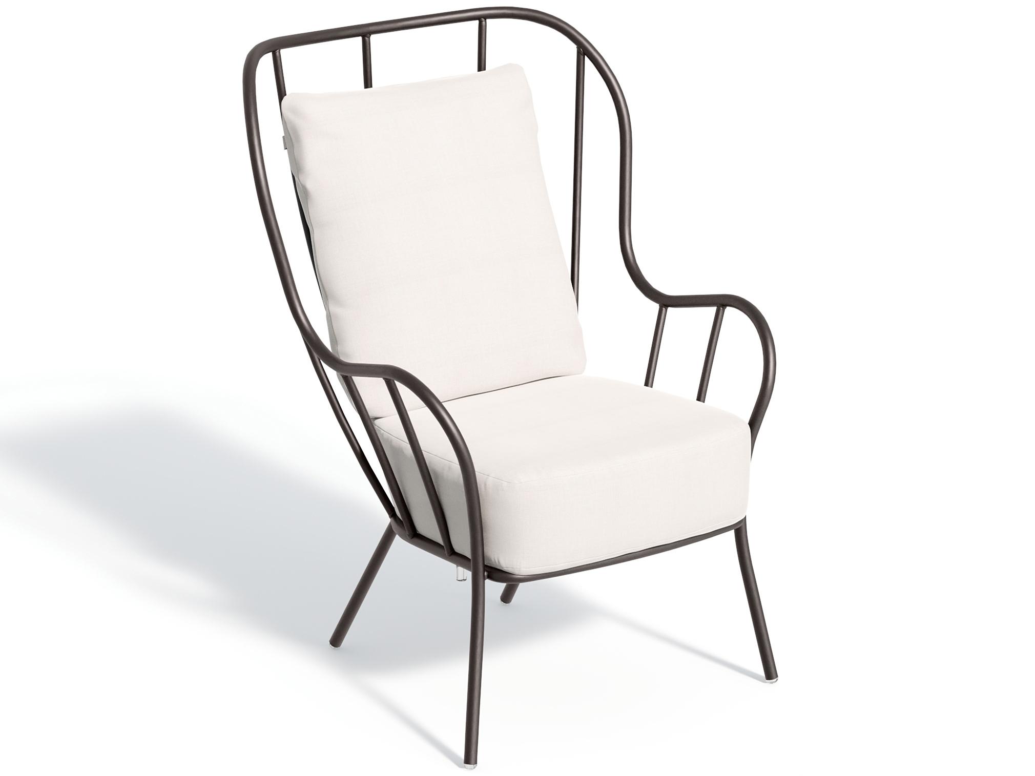 Oxford Garden Malti Aluminum Carbon High Back Outdoor Lounge Chair with Bliss Linen Cushion