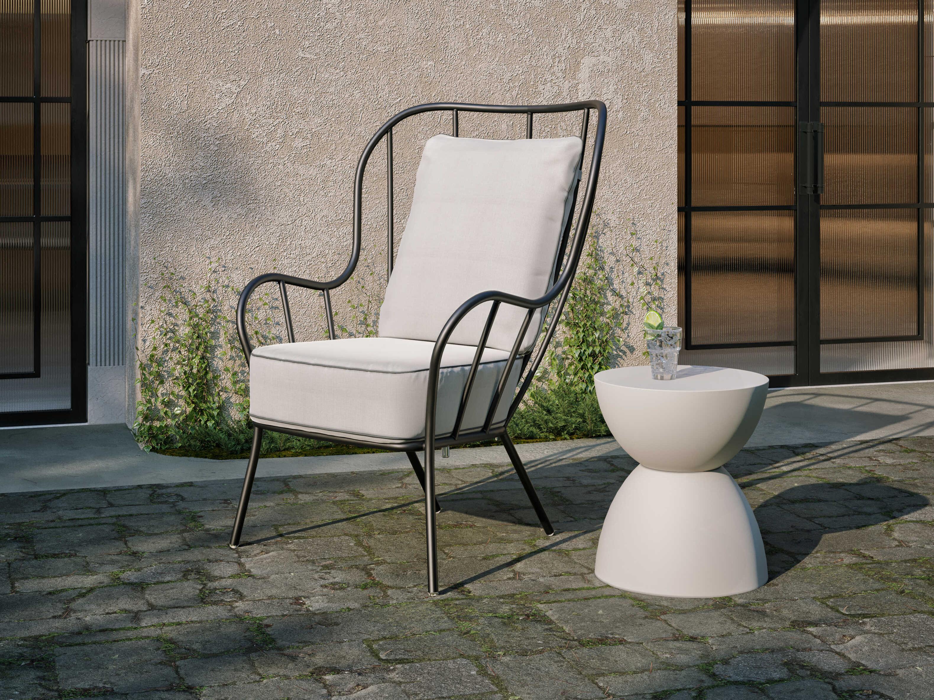 Oxford Garden Malti Aluminum Carbon High Back Outdoor Lounge Chair with Bliss Linen Cushion