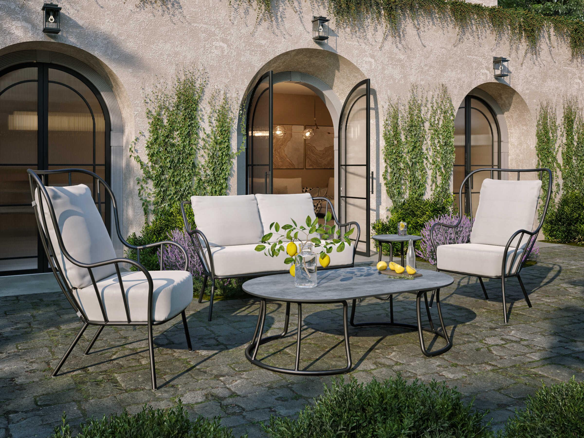 Oxford Garden Malti Aluminum Carbon Oval HPL Top Outdoor Coffee Table