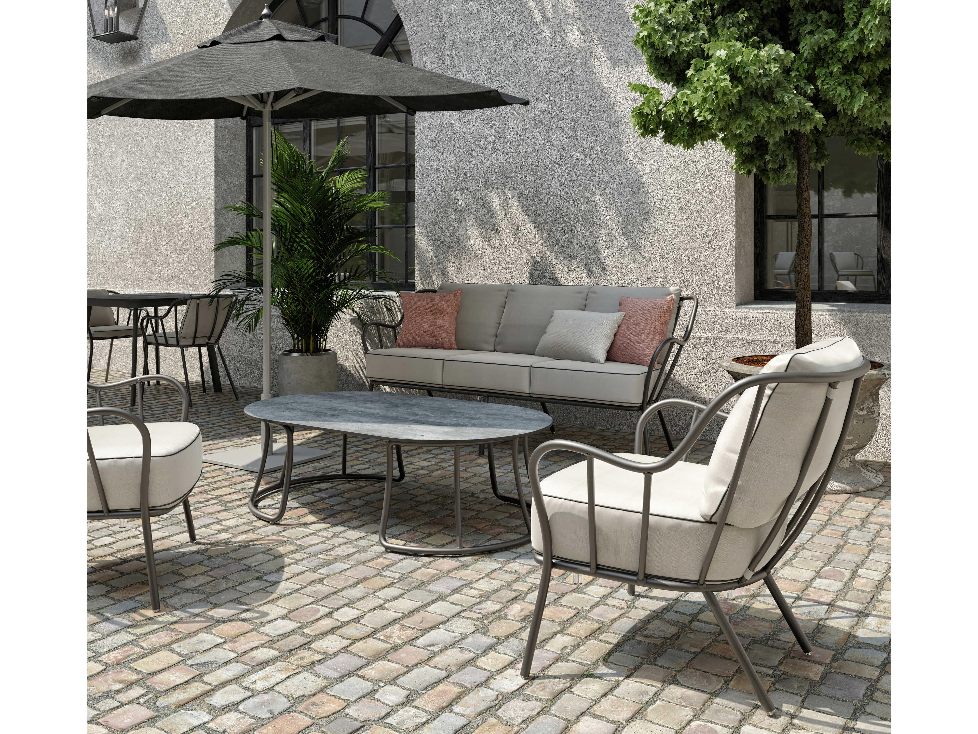 Oxford Garden Malti Aluminum Carbon Oval HPL Top Outdoor Coffee Table