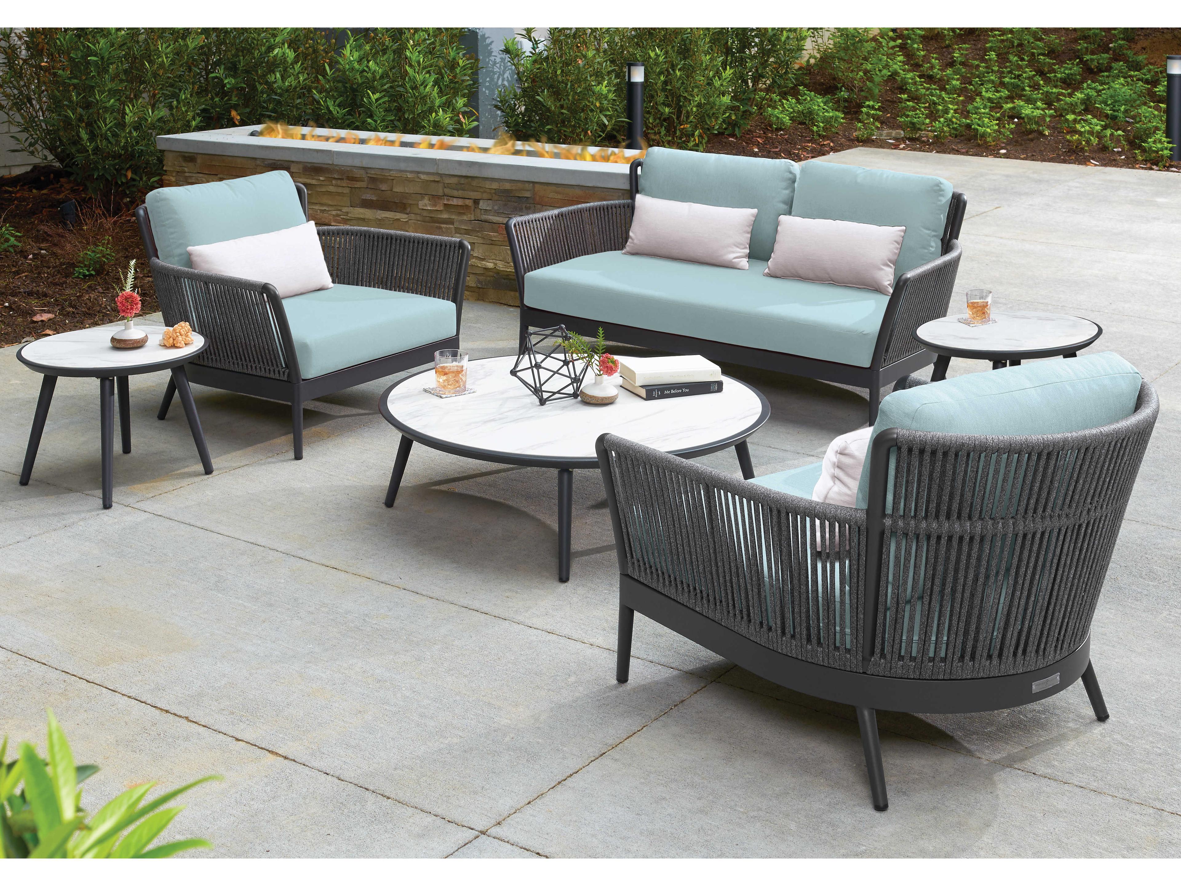 Oxford Garden Nette Aluminum Seafoam and Salt Cushion Lounge Chair