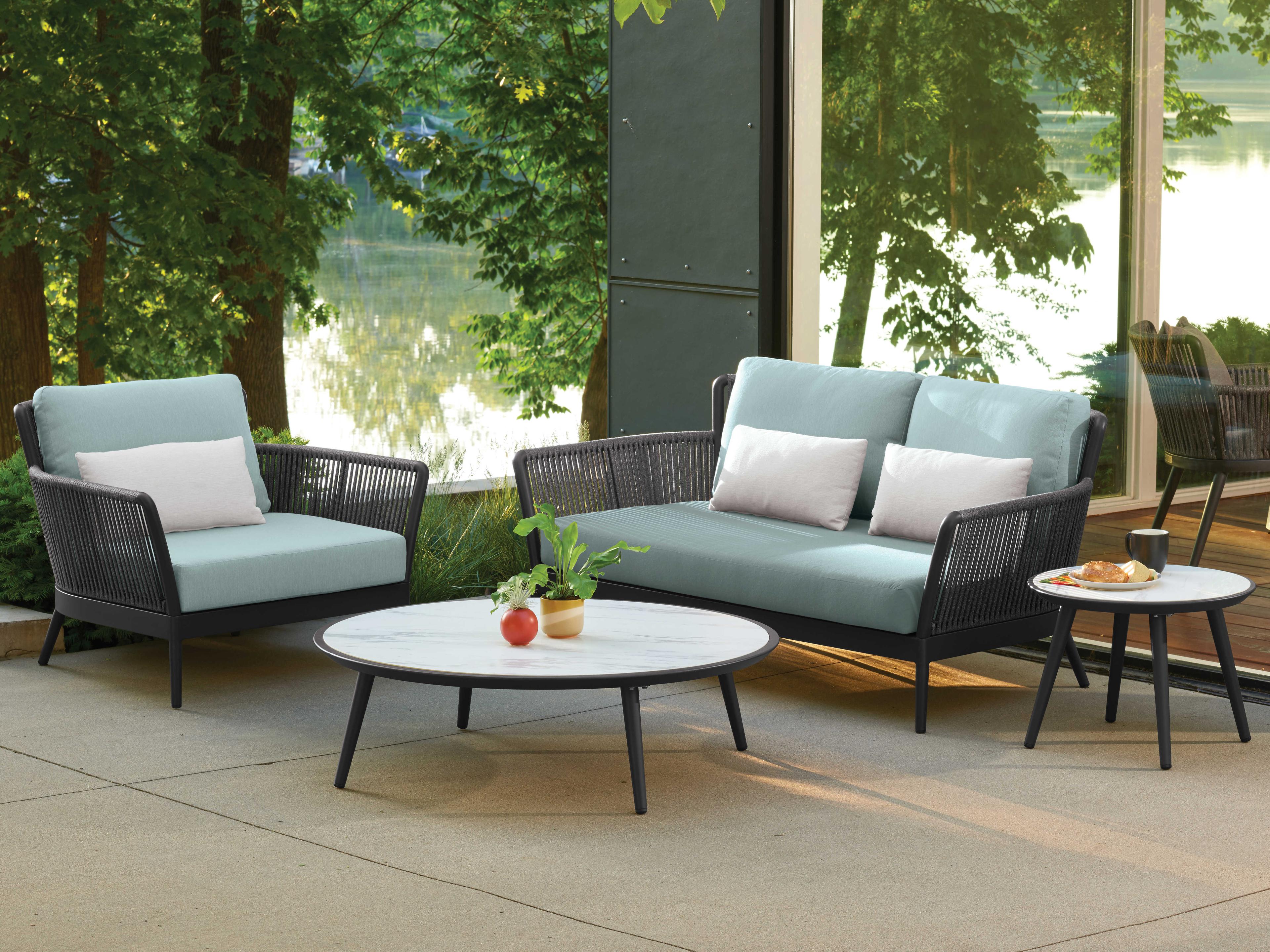 Oxford Garden Nette Aluminum Seafoam and Salt Cushion Lounge Chair