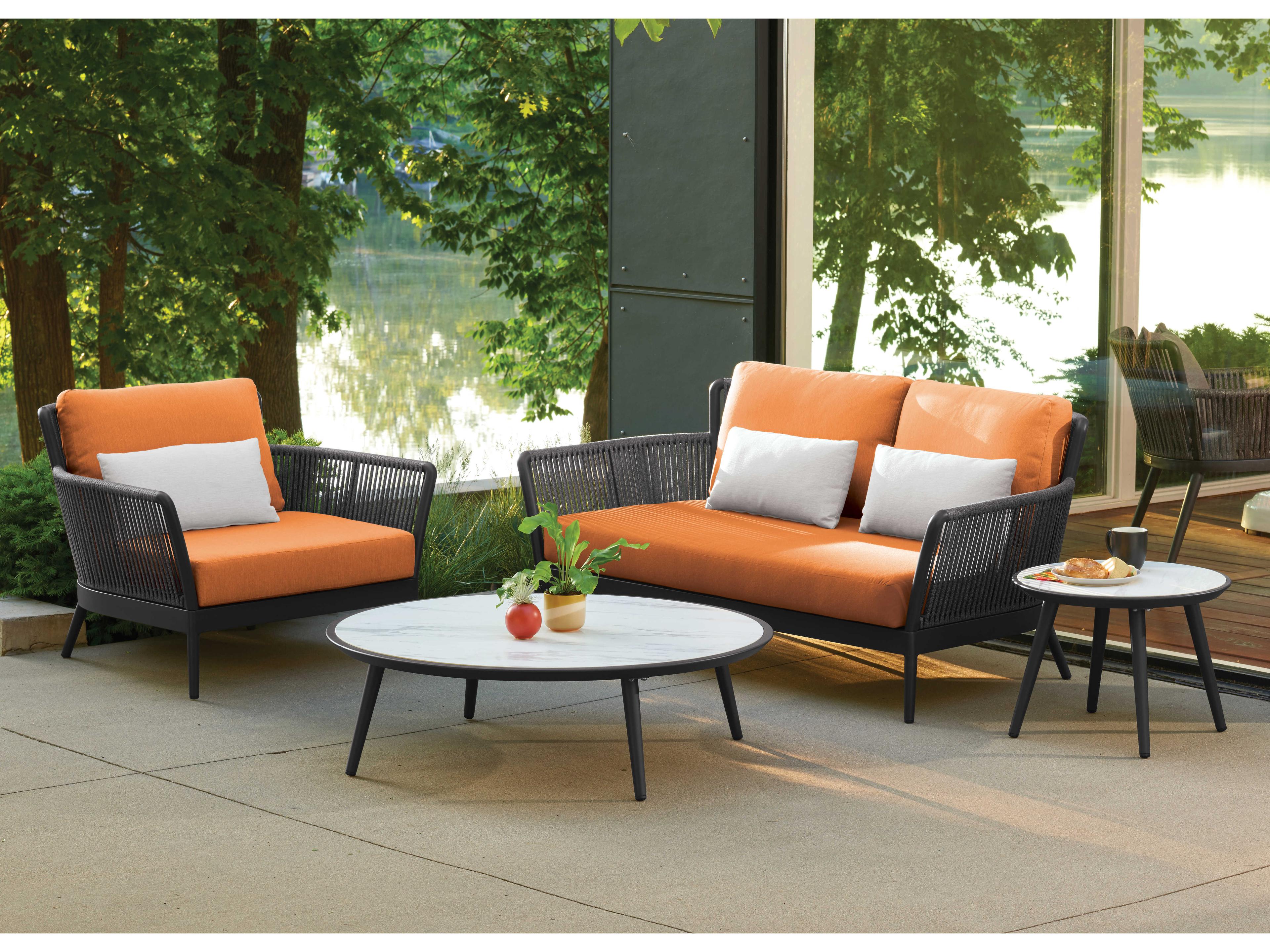 Oxford Garden Nette Aluminum Tangerine and Salt Cushion Lounge Chair