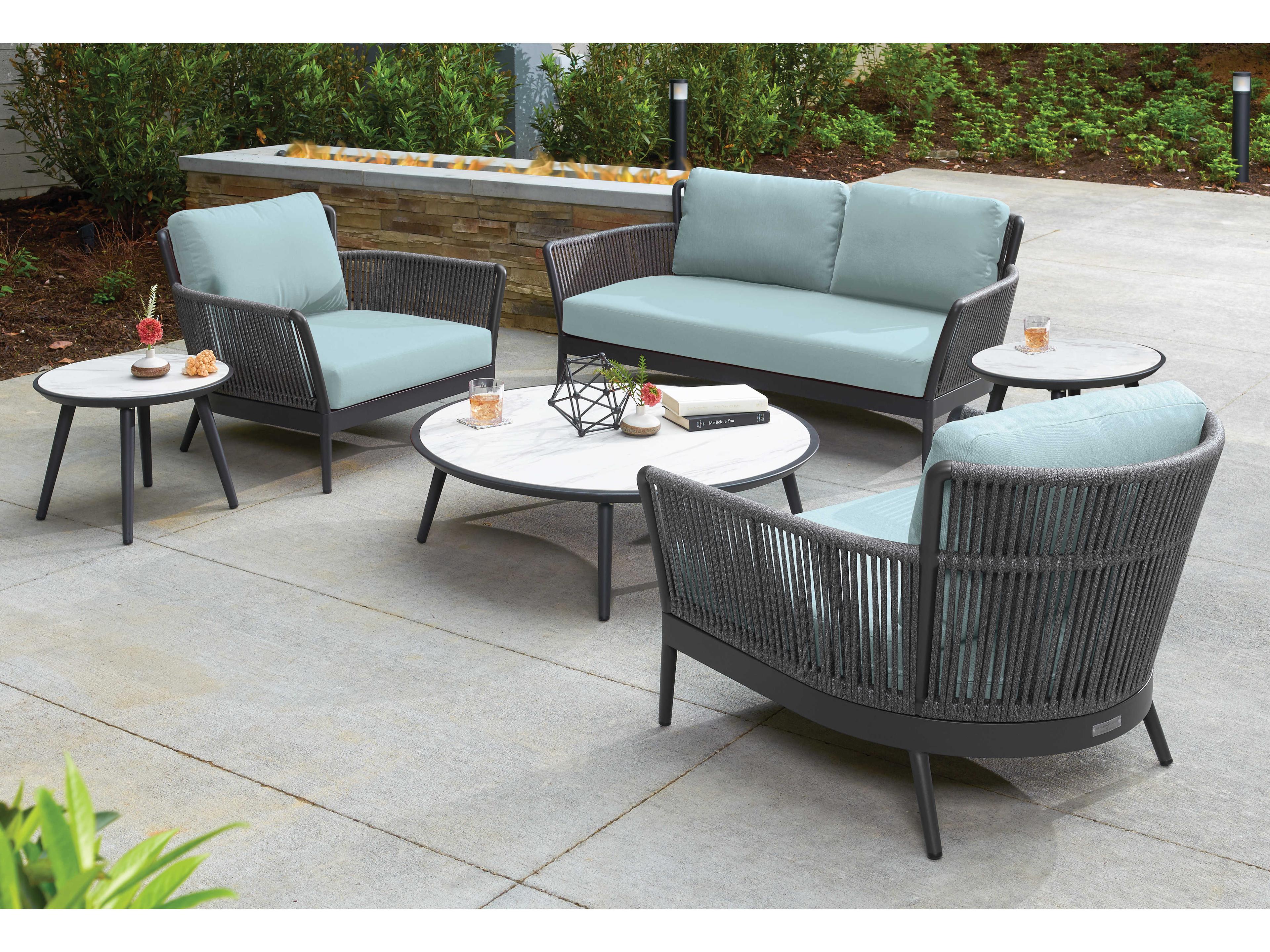 Oxford Garden Nette Aluminum Seafoam Cushion Loveseat