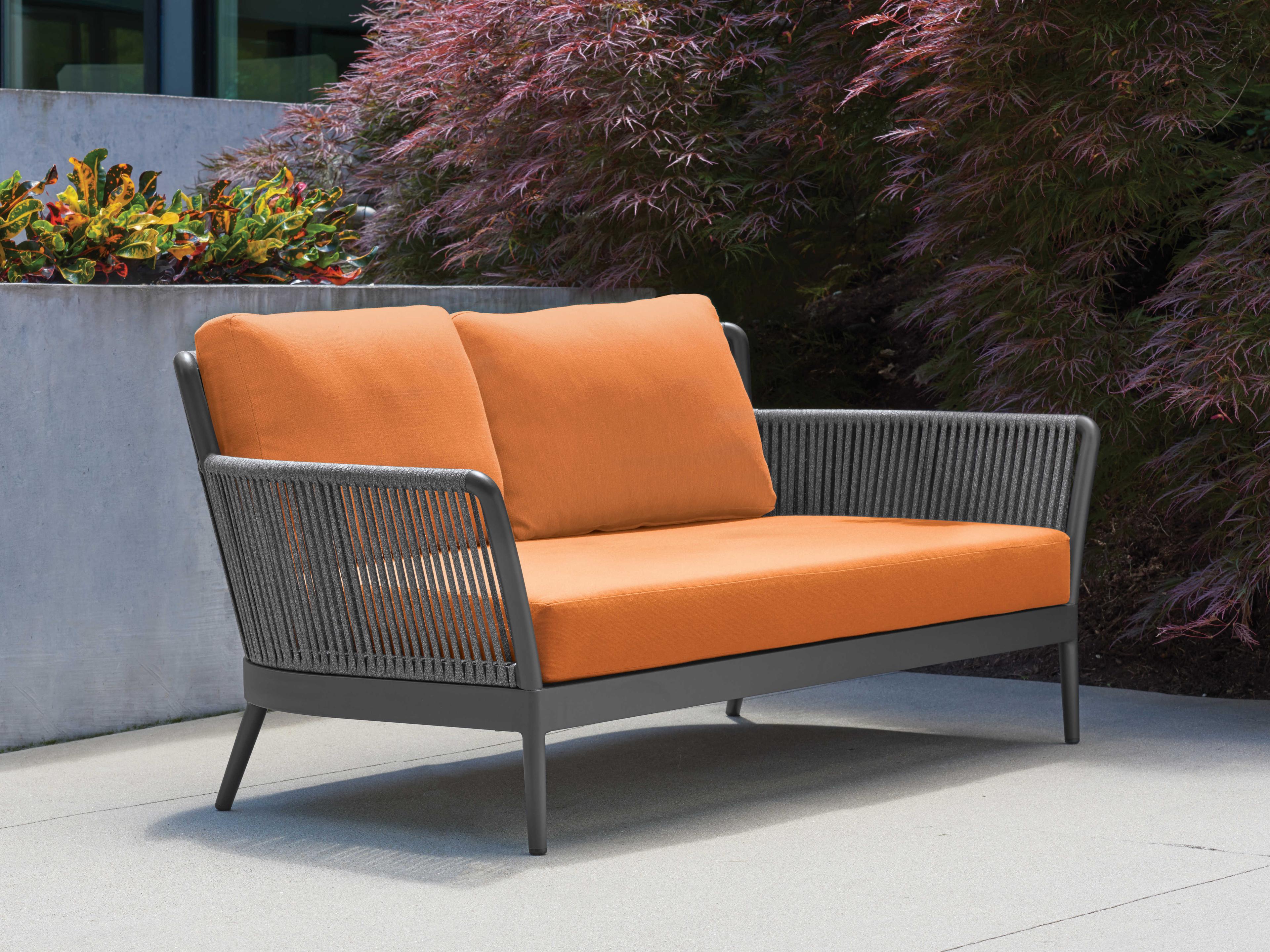 Oxford Garden Nette Aluminum Tangerine Cushion Loveseat