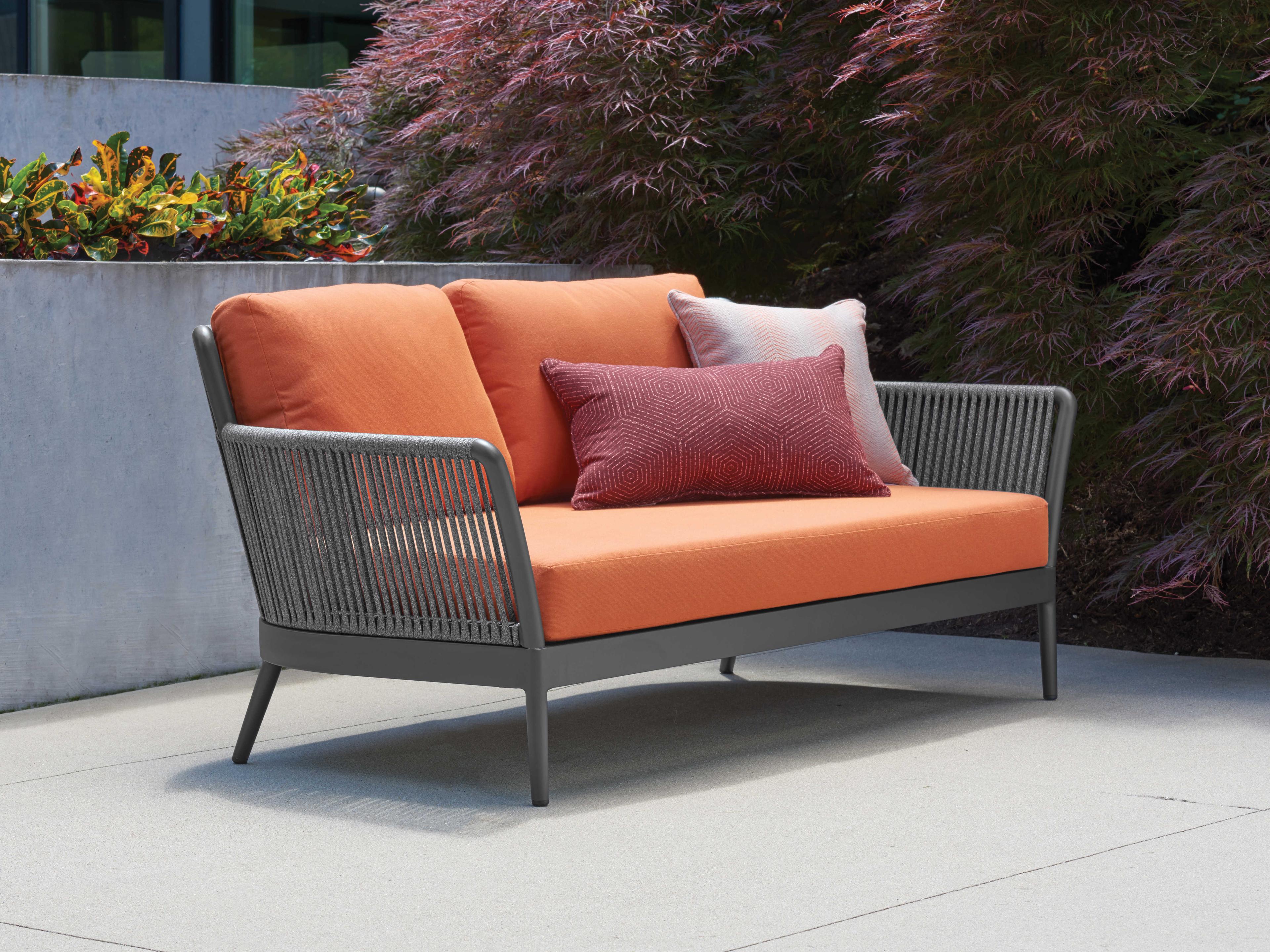 Oxford Garden Nette Aluminum Tangerine Cushion Loveseat