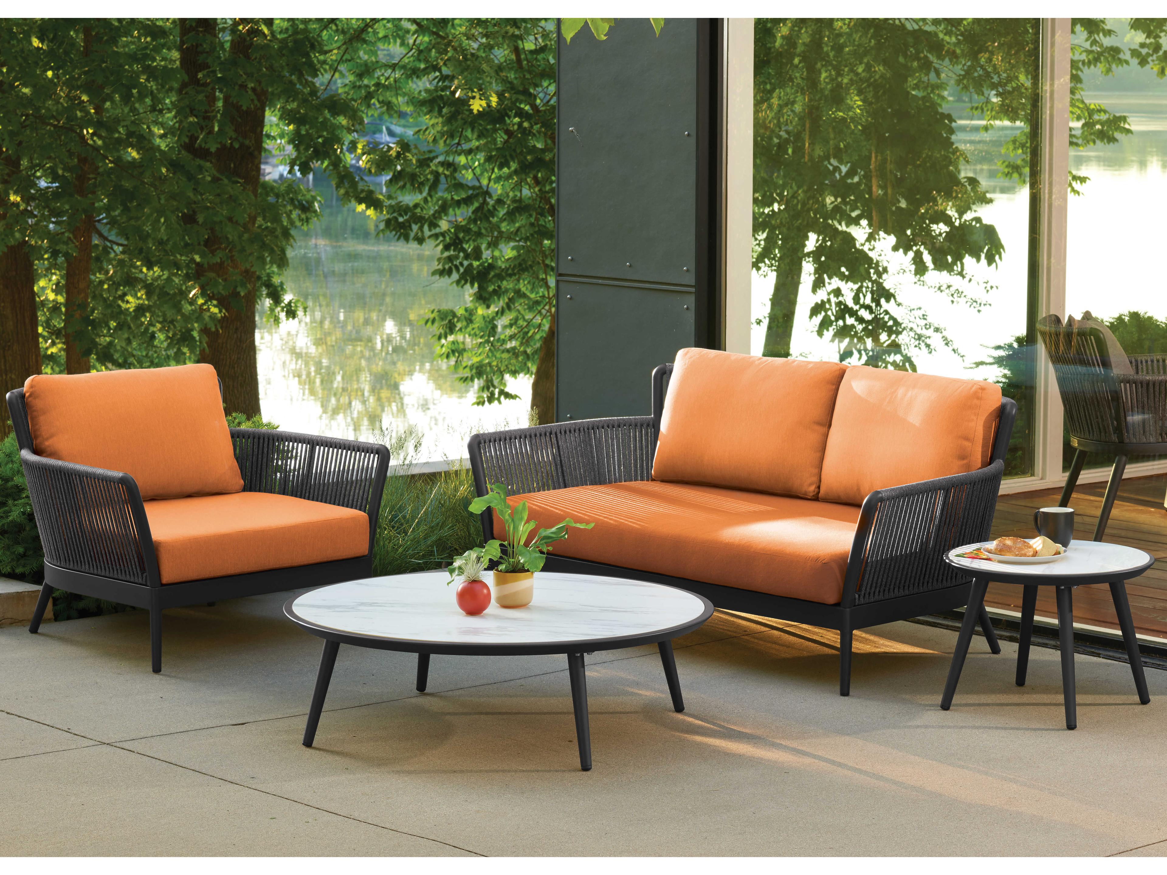 Oxford Garden Nette Aluminum Tangerine Cushion Loveseat