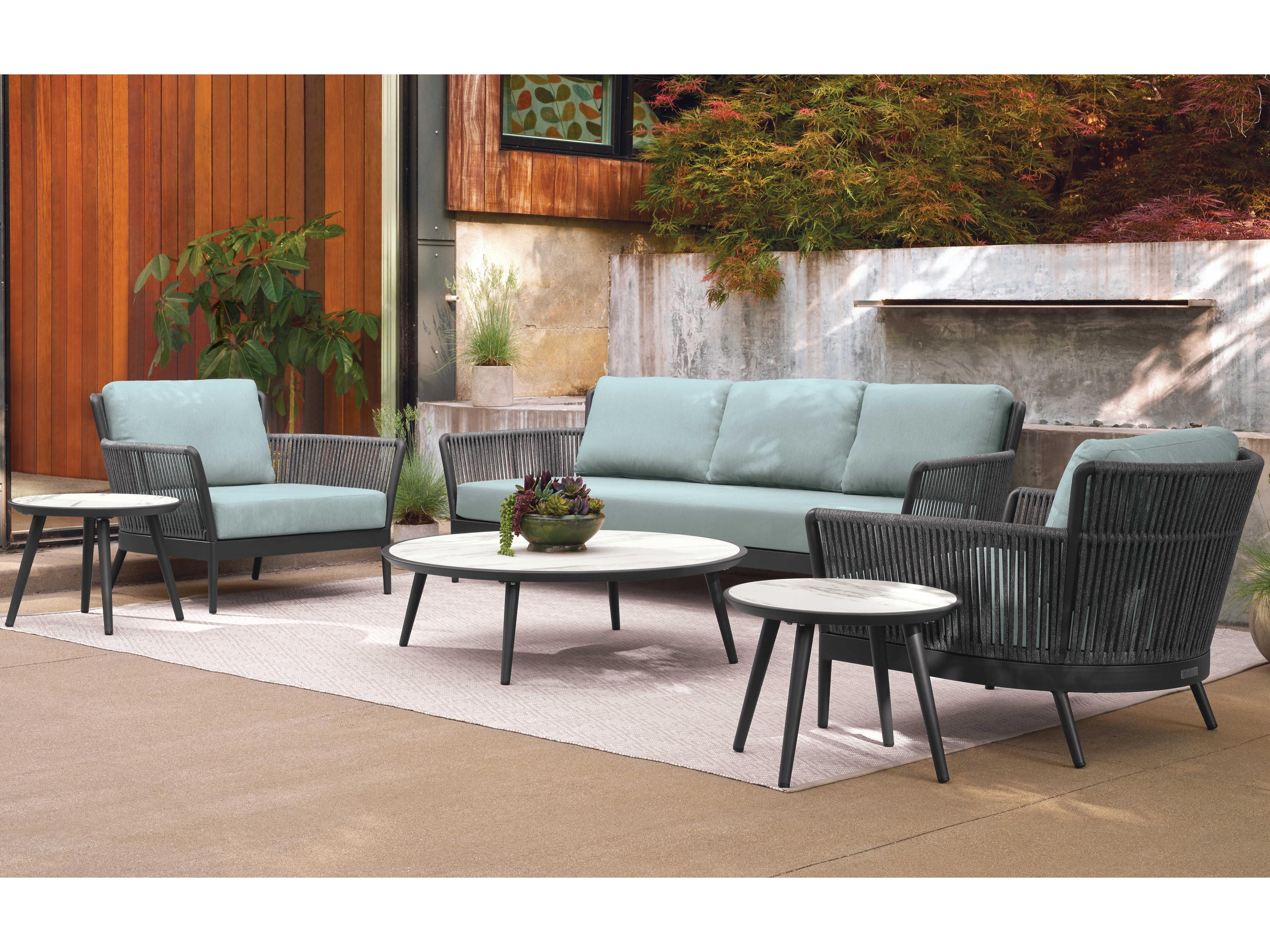 Oxford Garden Nette Aluminum Seafoam Cushion Sofa