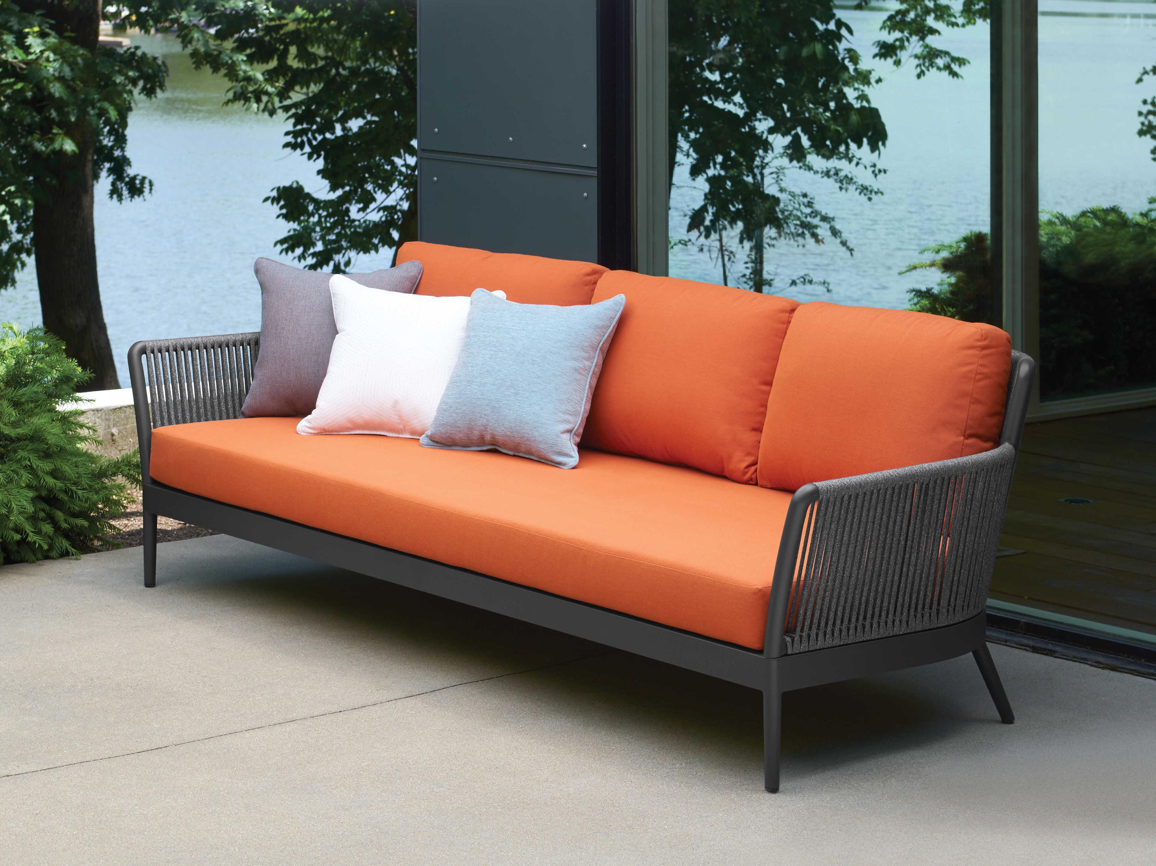 Oxford Garden Nette Aluminum Tangerine Cushion Sofa